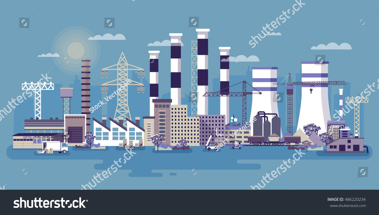 Stock Vector Illustration Industrial Zone Factories Stock Vector ...