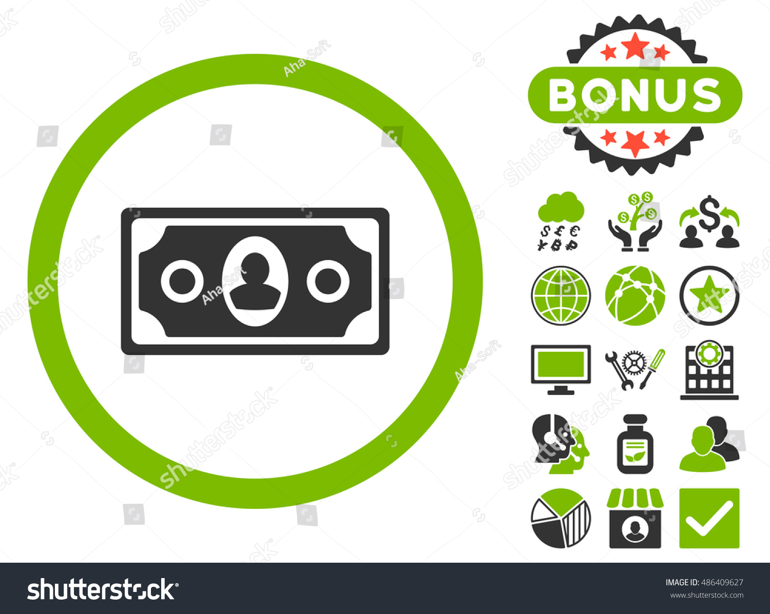 Banknote Icon Bonus Symbols Vector Illustration Stock Vector Royalty Free 486409627 Shutterstock 1119