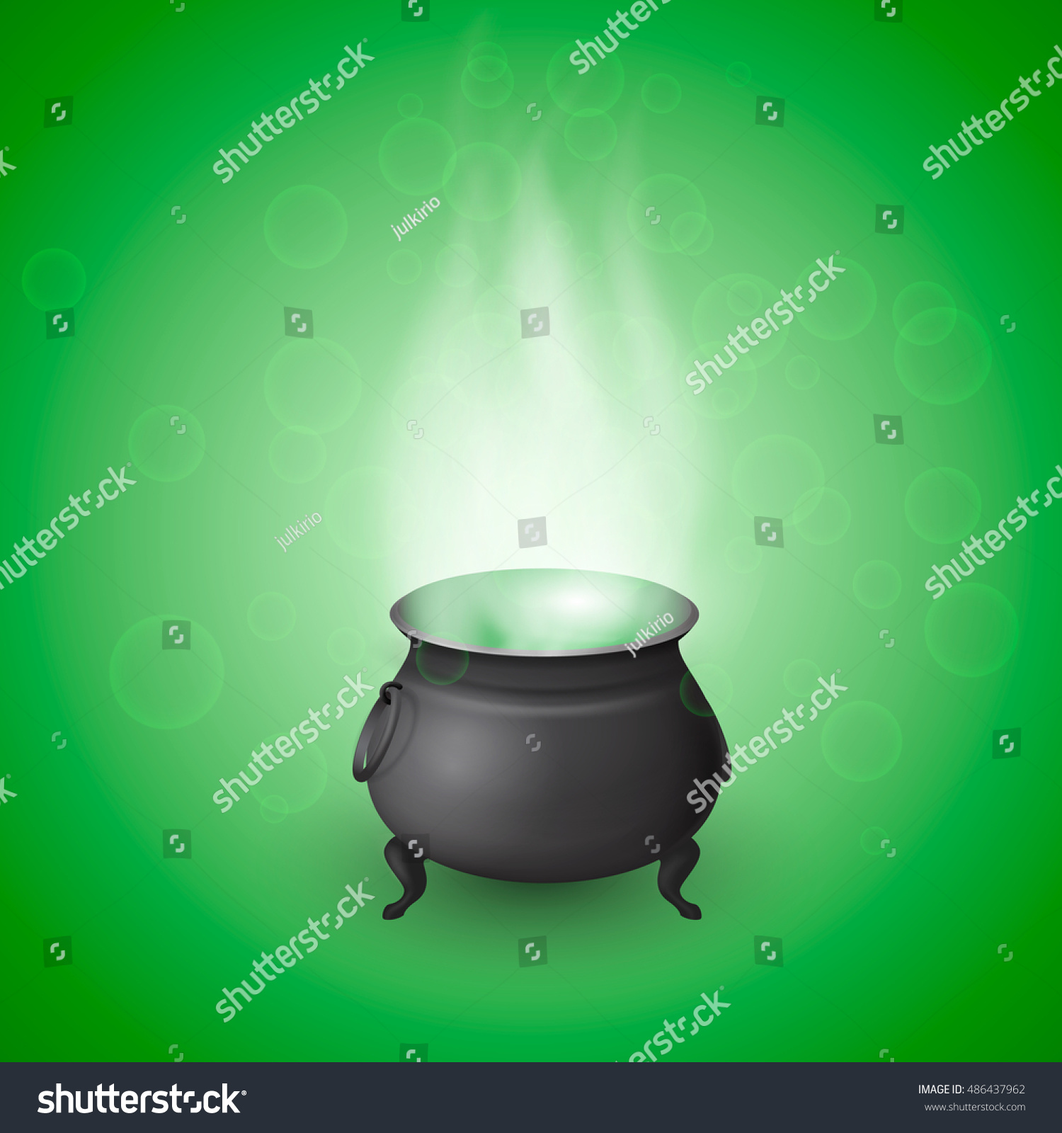 Cartoon Halloween Witch Cauldron Potion Realistic Stock Illustration ...