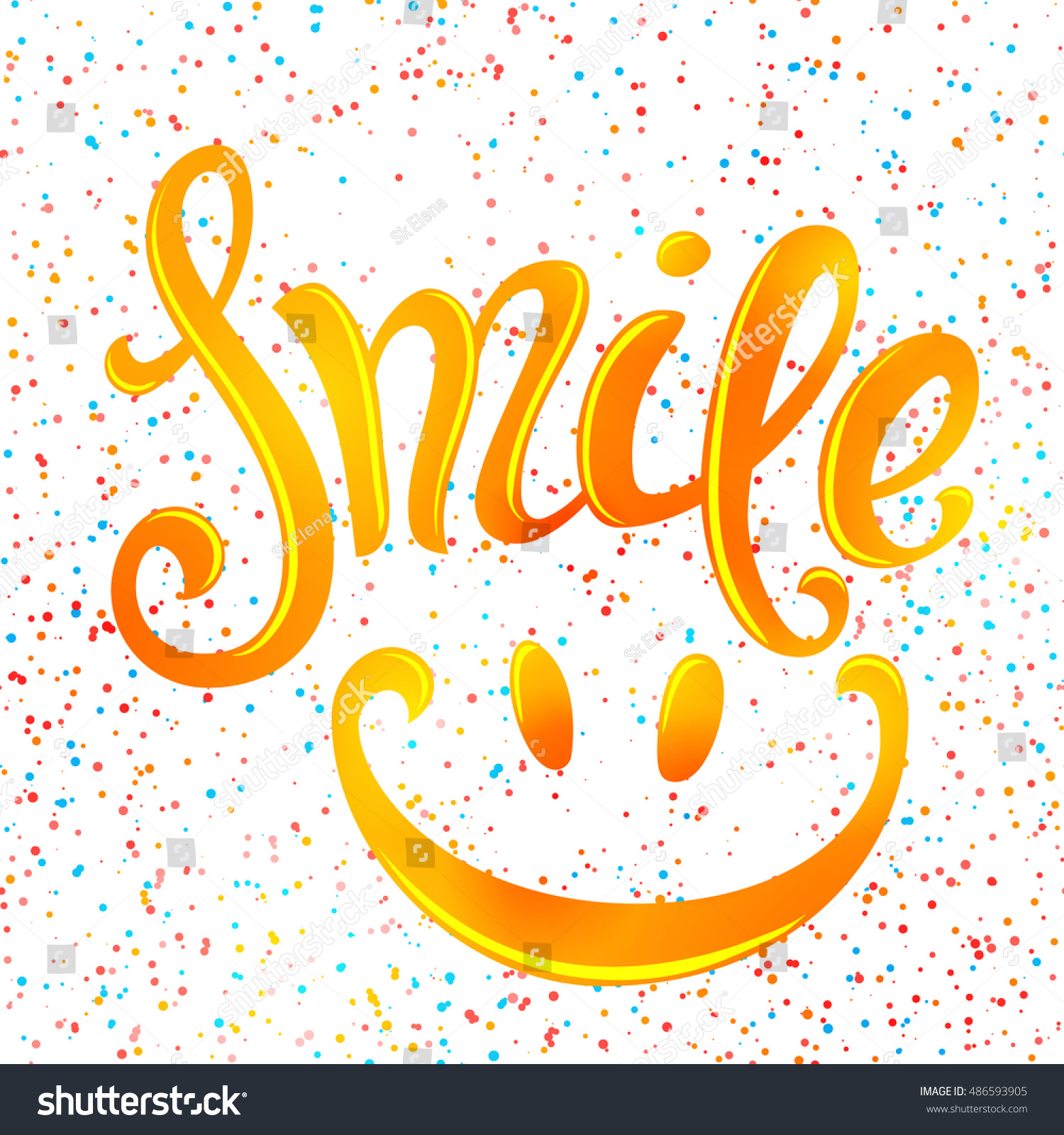 Hand Lettering Poster Smile Inspirational Quote Stock Vector (Royalty ...