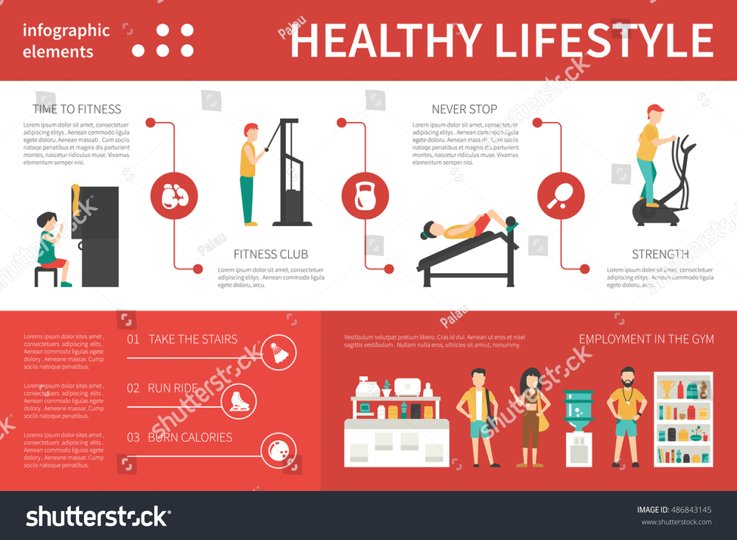 Healthy Lifestyle Infographic Flat Vector Illustration Stock Vector ...