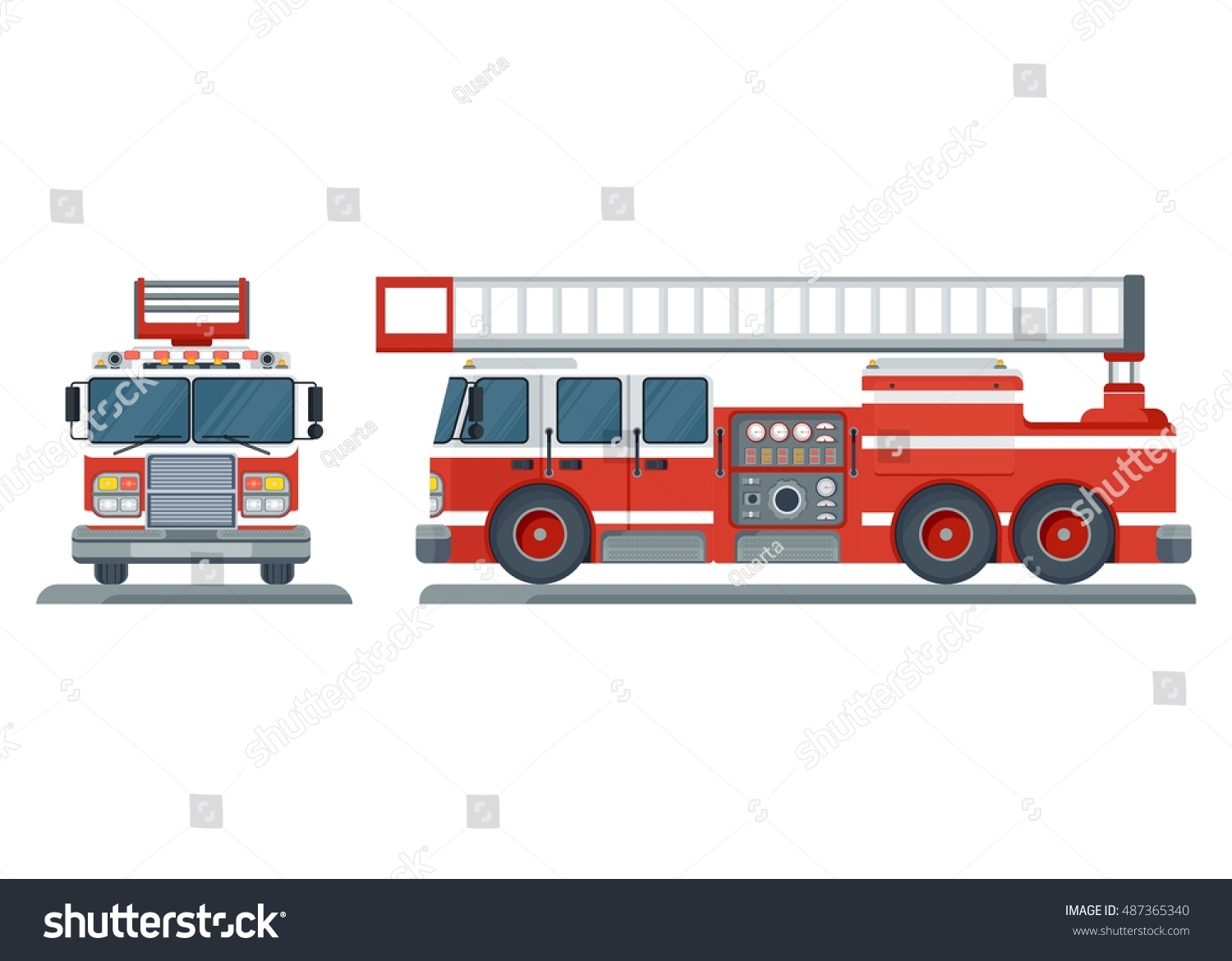 Vector Isolated Red Fire Engine Front Stock Vector (Royalty Free ...