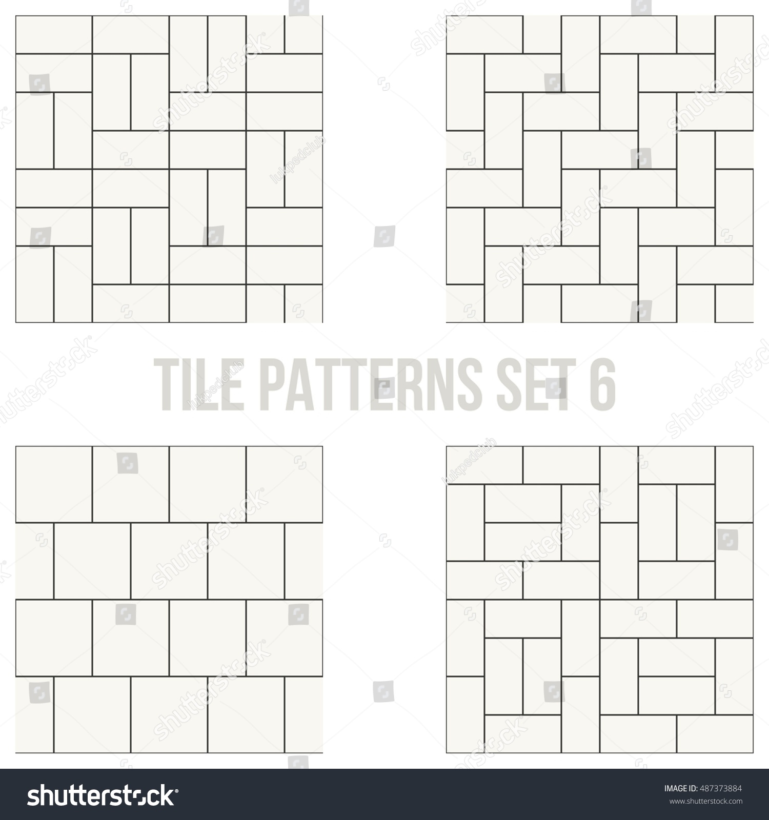 Set Thin Line Seamless Pattern Brick Stock Vector (Royalty Free ...