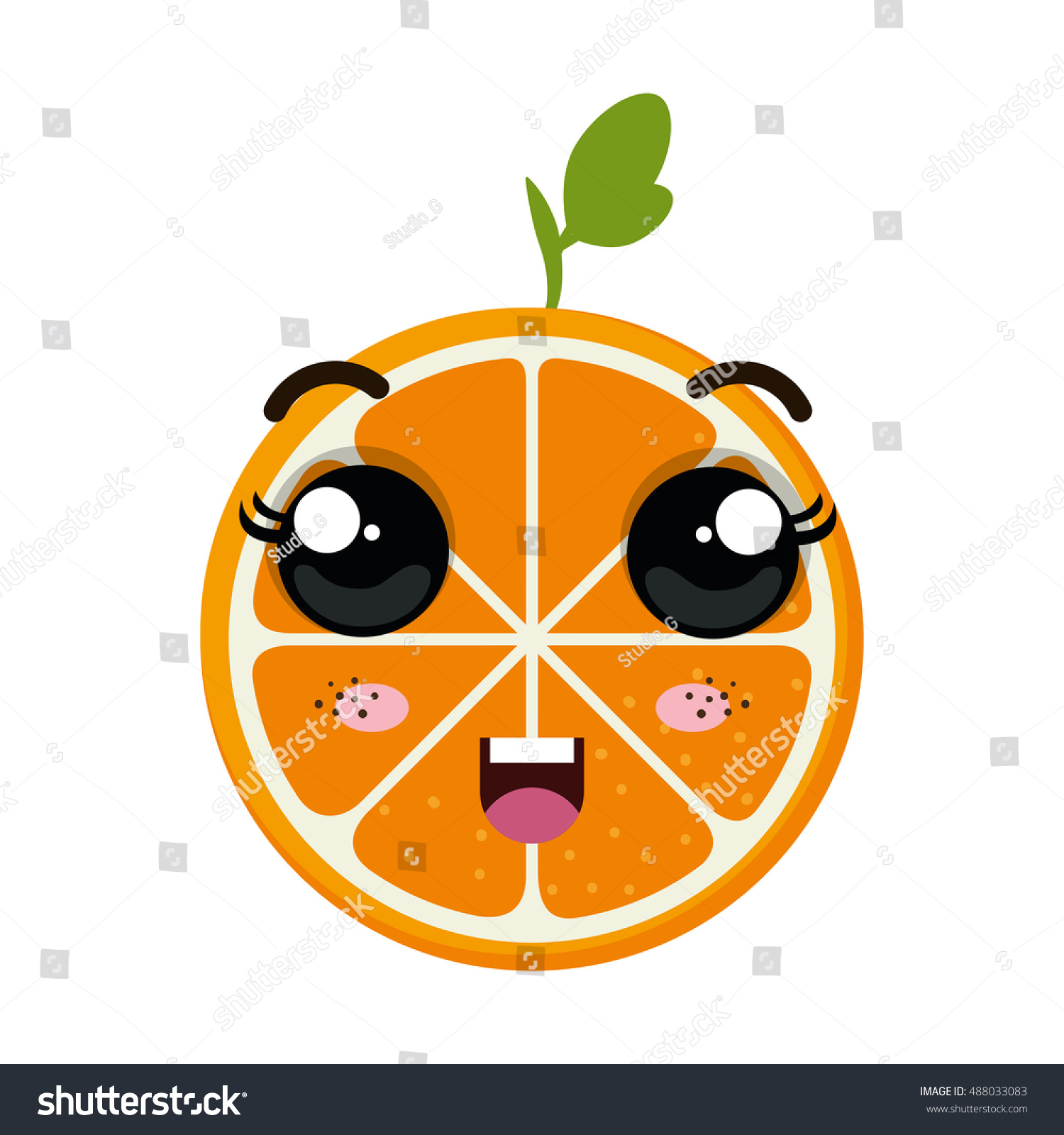 Orange Kawaii Cartoon Stock Vector (Royalty Free) 488033083 | Shutterstock