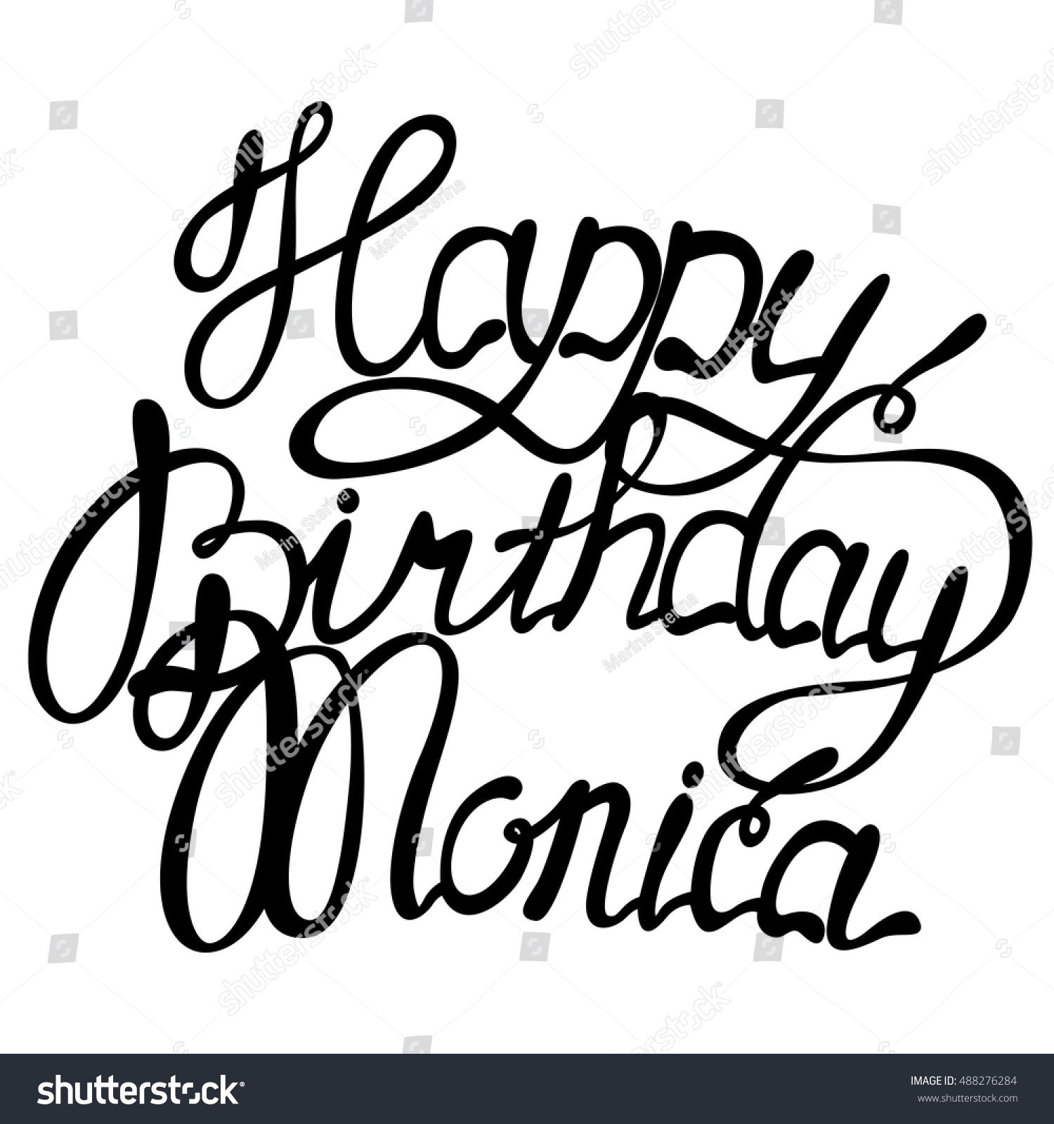 Vector Happy Birthday Monica Lettering Stok Vektör (Telifsiz) 488276284 Shu...