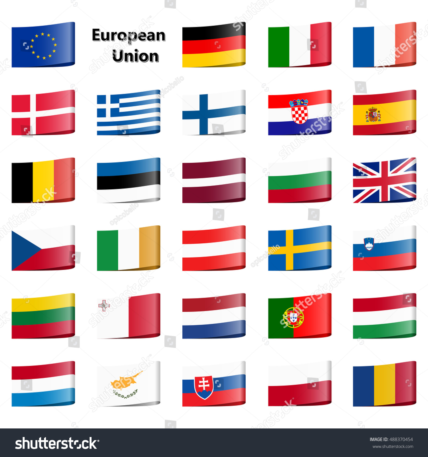 Collection Loop Ribbon Flags National Countries Stock Vector (Royalty ...