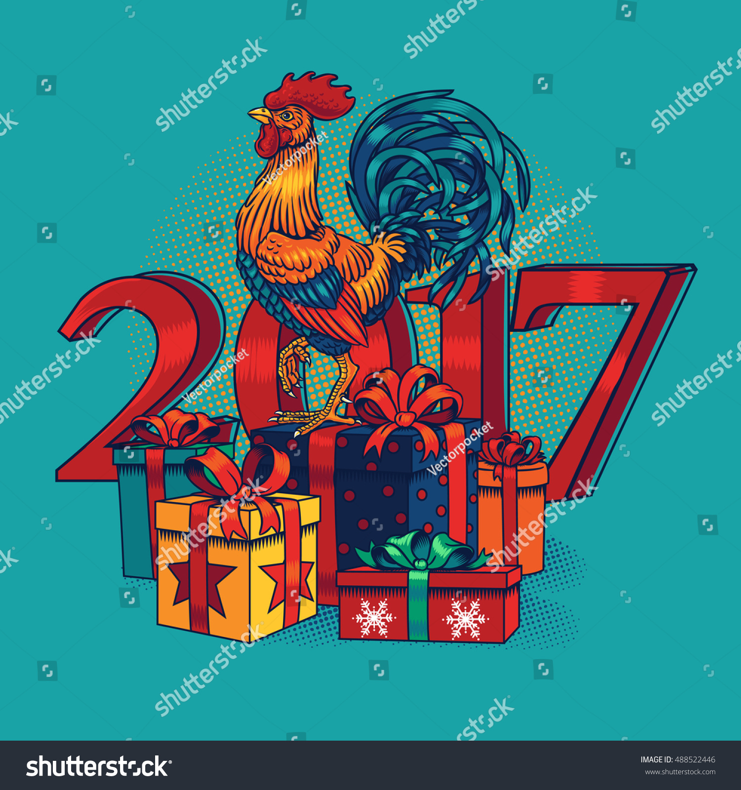 Vector Illustration Rooster Stock Vector Royalty Free 488522446 Shutterstock