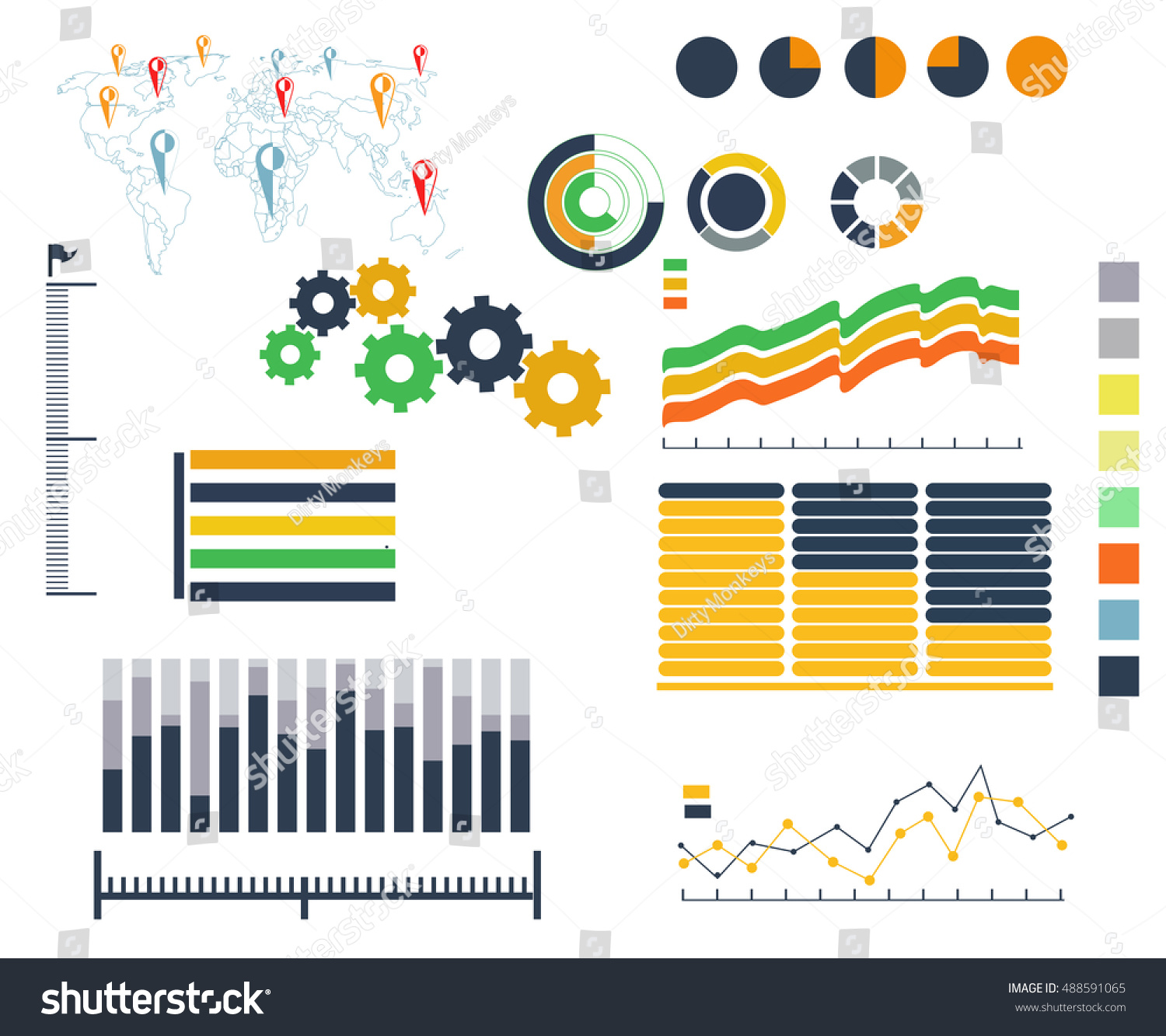 Graphs Charts Vector Illustration Stock Vector (Royalty Free) 488591065 ...