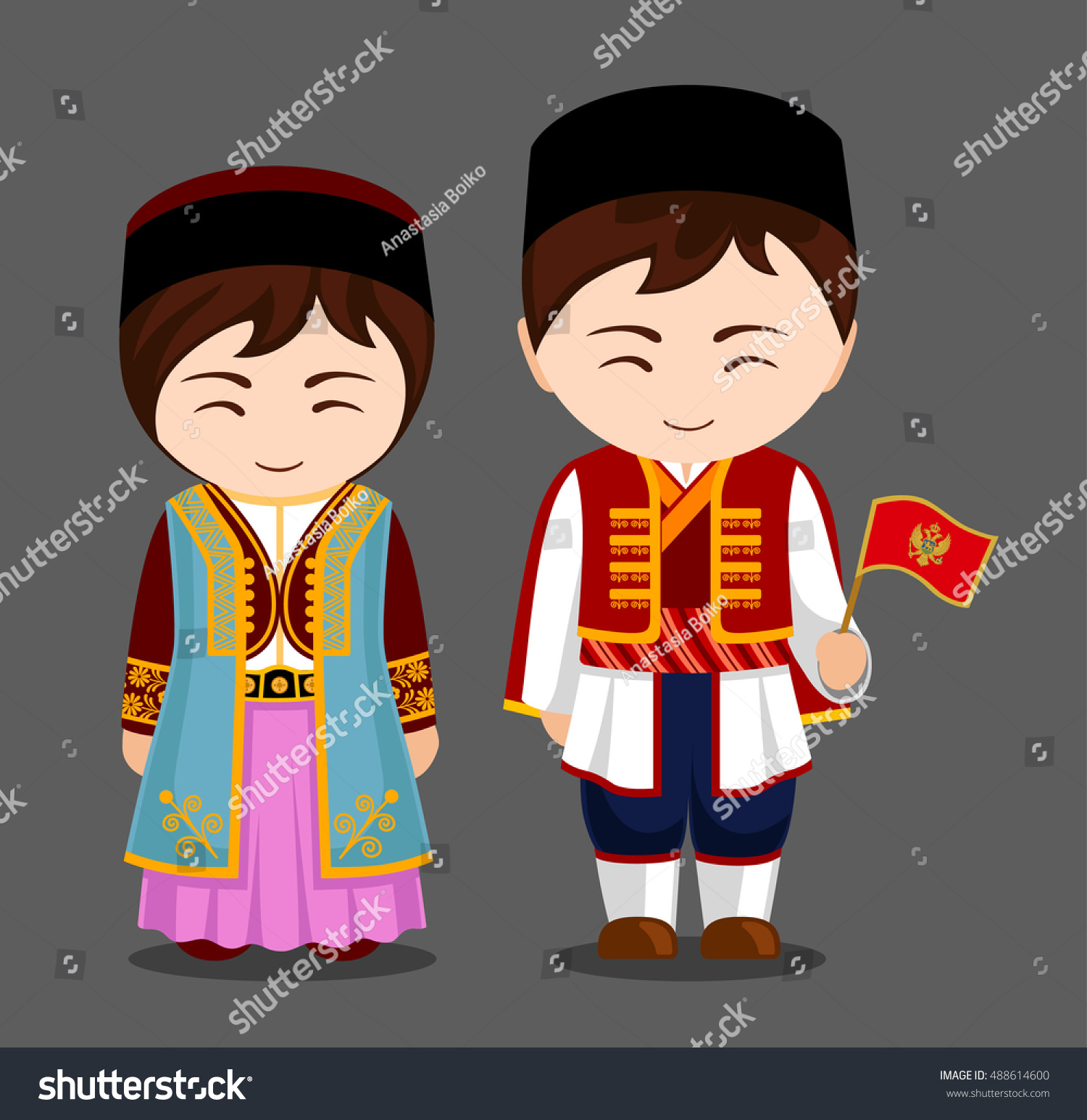 Дети Киргизии в национальных костюмах вектор