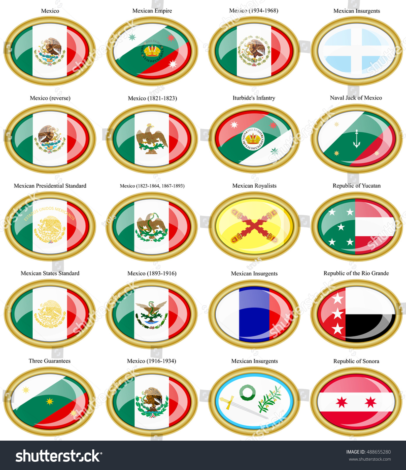 Set Icons Flags Mexico Stock Vector (Royalty Free) 488655280 | Shutterstock