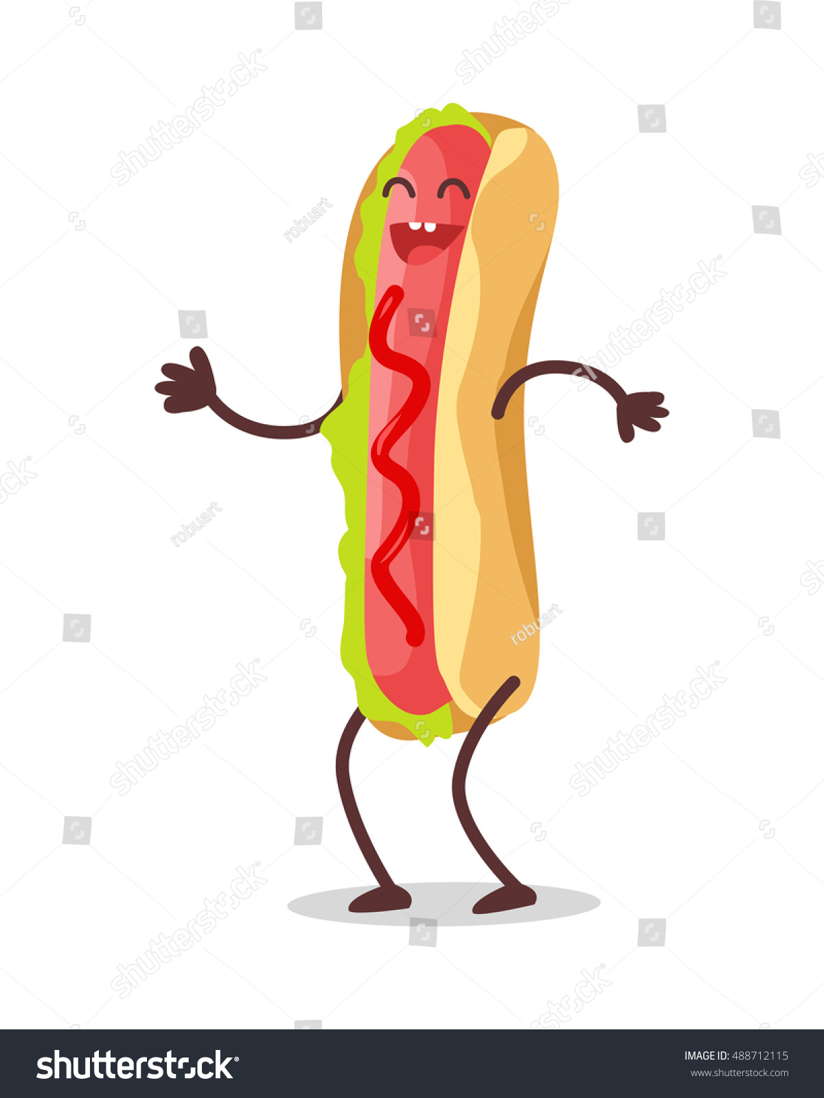 Hot Dog Dancing Isolated On White Stock Vector (Royalty Free) 488712115 ...