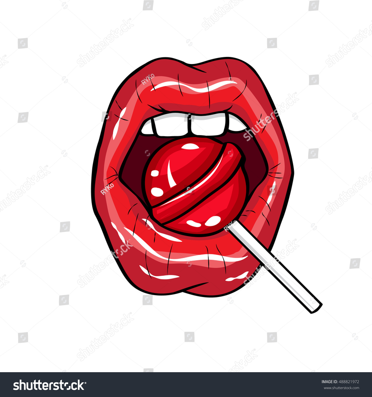 Vector Illustration Sexy Red Lips Candy Stock Vector Royalty Free