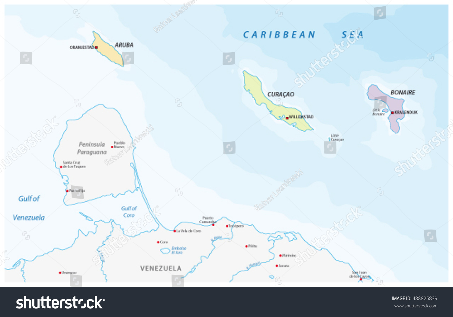 Location Map Abc Islands Caribbean Sea Stock Vector (Royalty Free ...