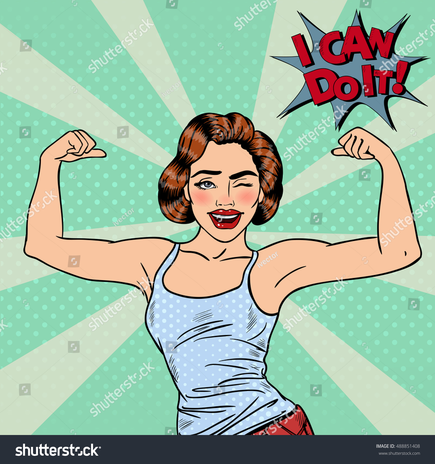 Young Pretty Pop Art Woman Winks Stock Vector Royalty Free 488851408 Shutterstock 3661