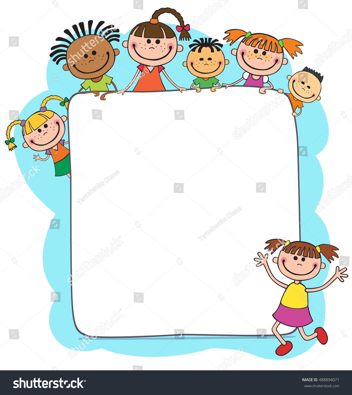 Illustration Kids Peeping Behind Placard Children: Vetor Stock (livre ...