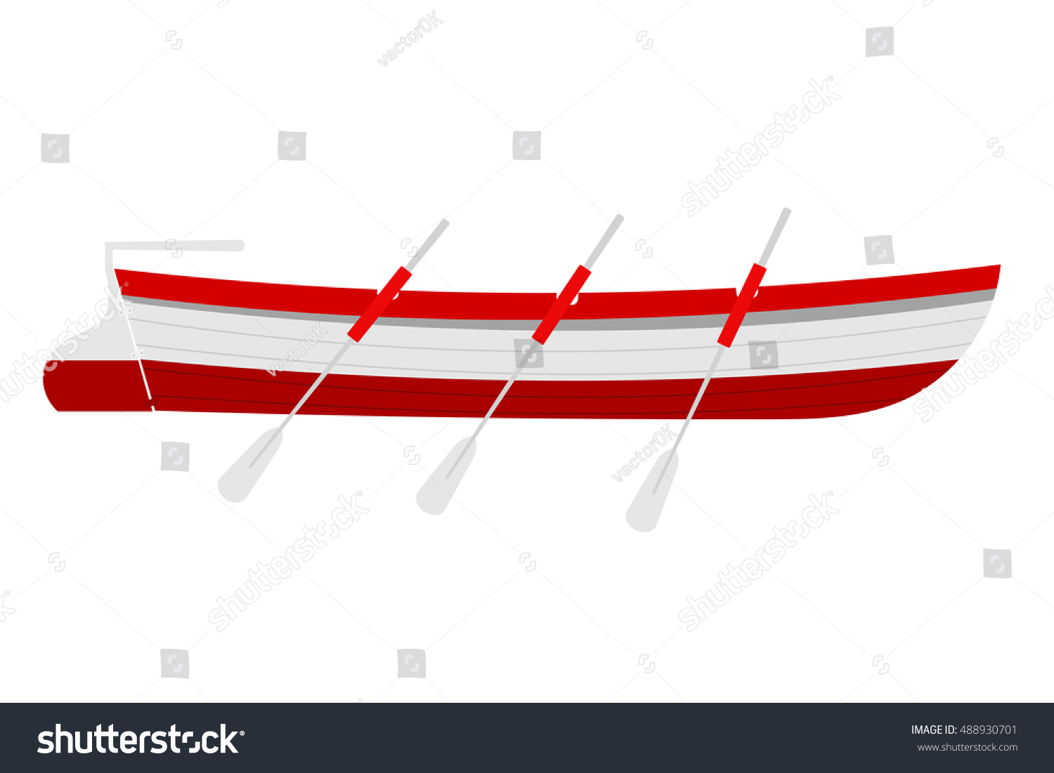 Vector Illustration Rescue Boat Wooden Oars Stock Vector (Royalty Free ...