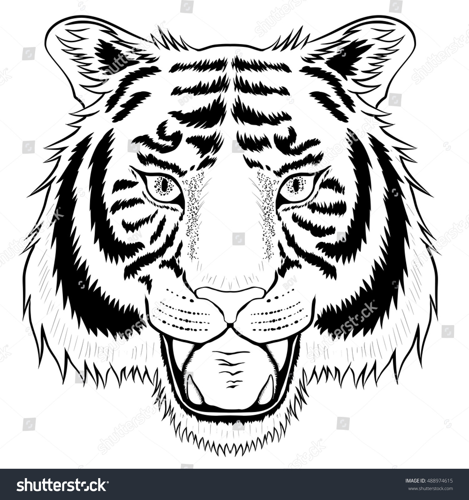 Black Tiger Head Isolated On White Stock Vector (Royalty Free ...