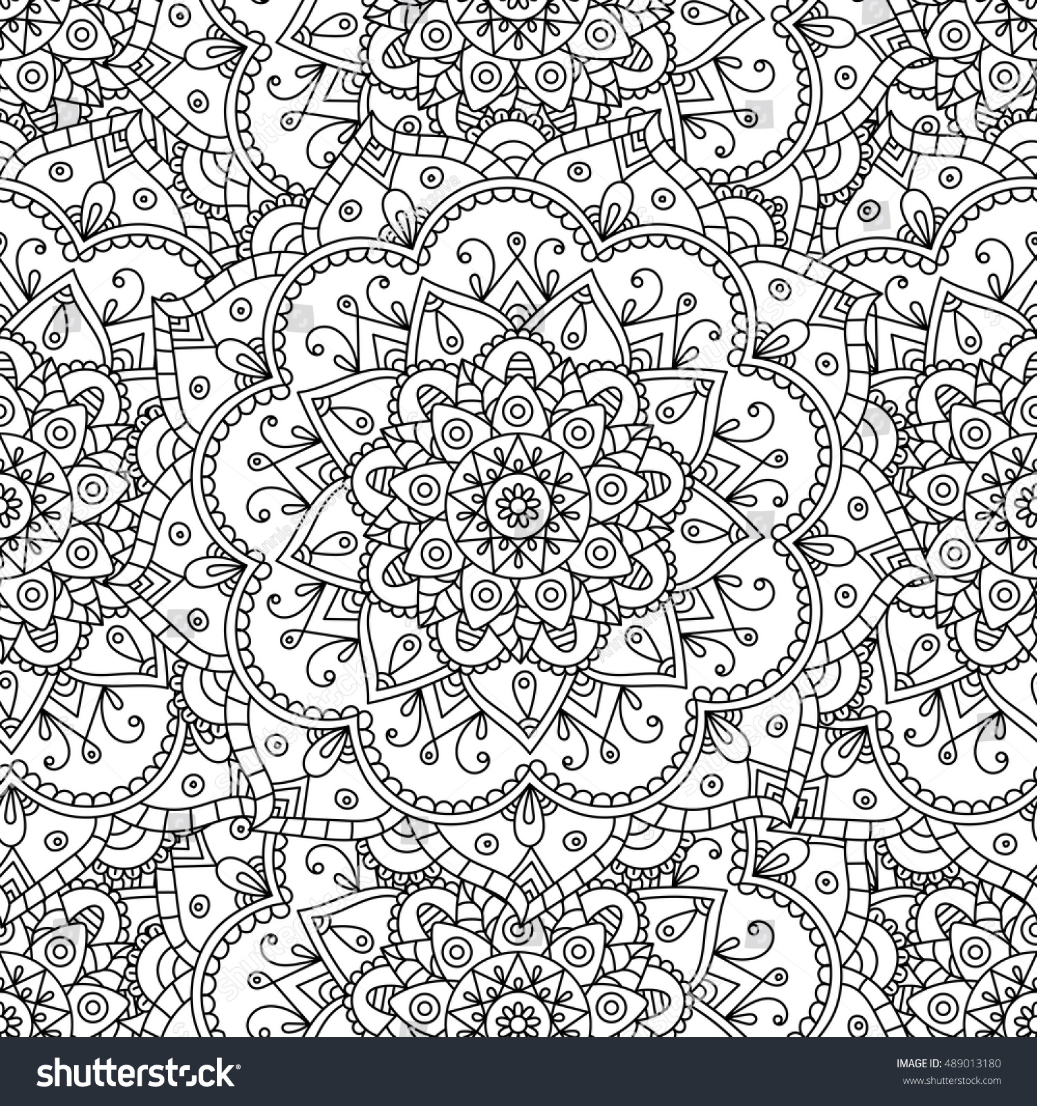 Vector Seamless Pattern Mandala Patterned Doodle Stock Vector (Royalty ...