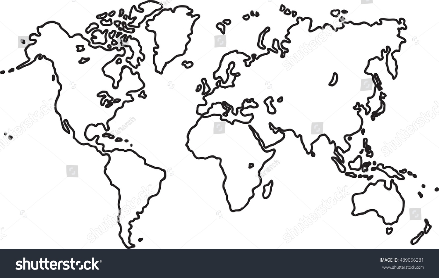 Freehand World Map Sketch On White Stock Vector Royalty Free