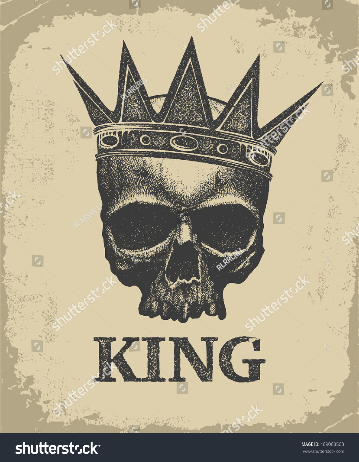 Hand Drawn King Skull Wearing Crown Stock Vector Royalty Free