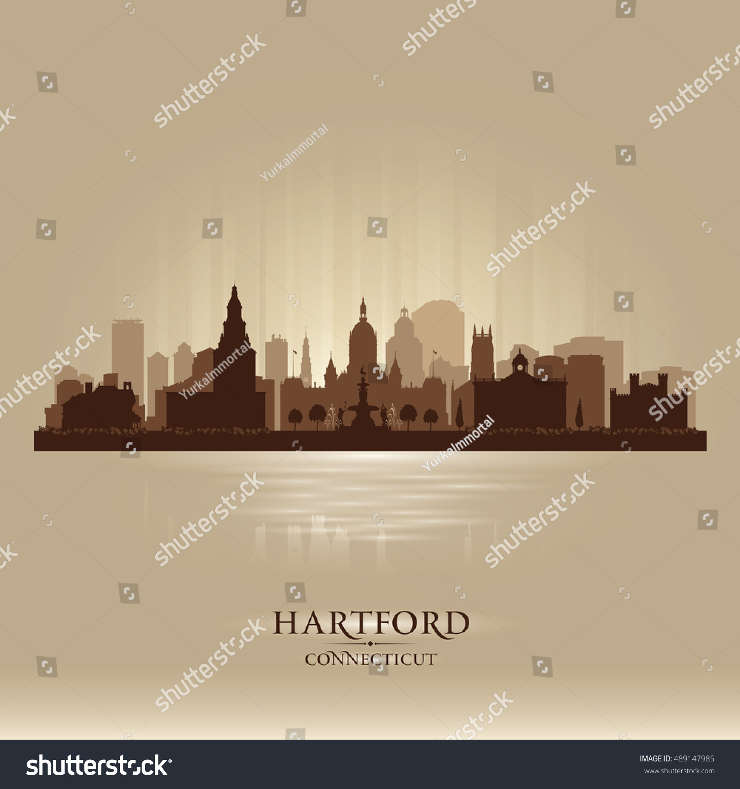 Hartford Connecticut City Skyline Vector Silhouette Stock Vector ...