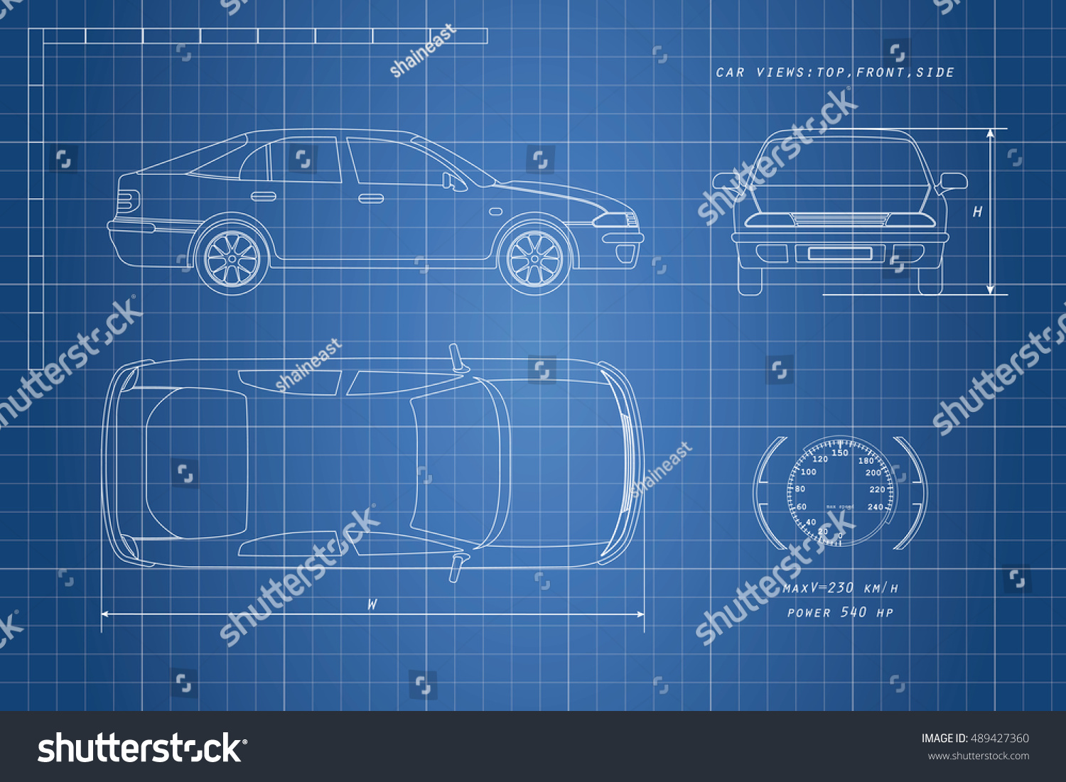 Design Car Drawing On Blue Background Stock Vector (Royalty Free ...