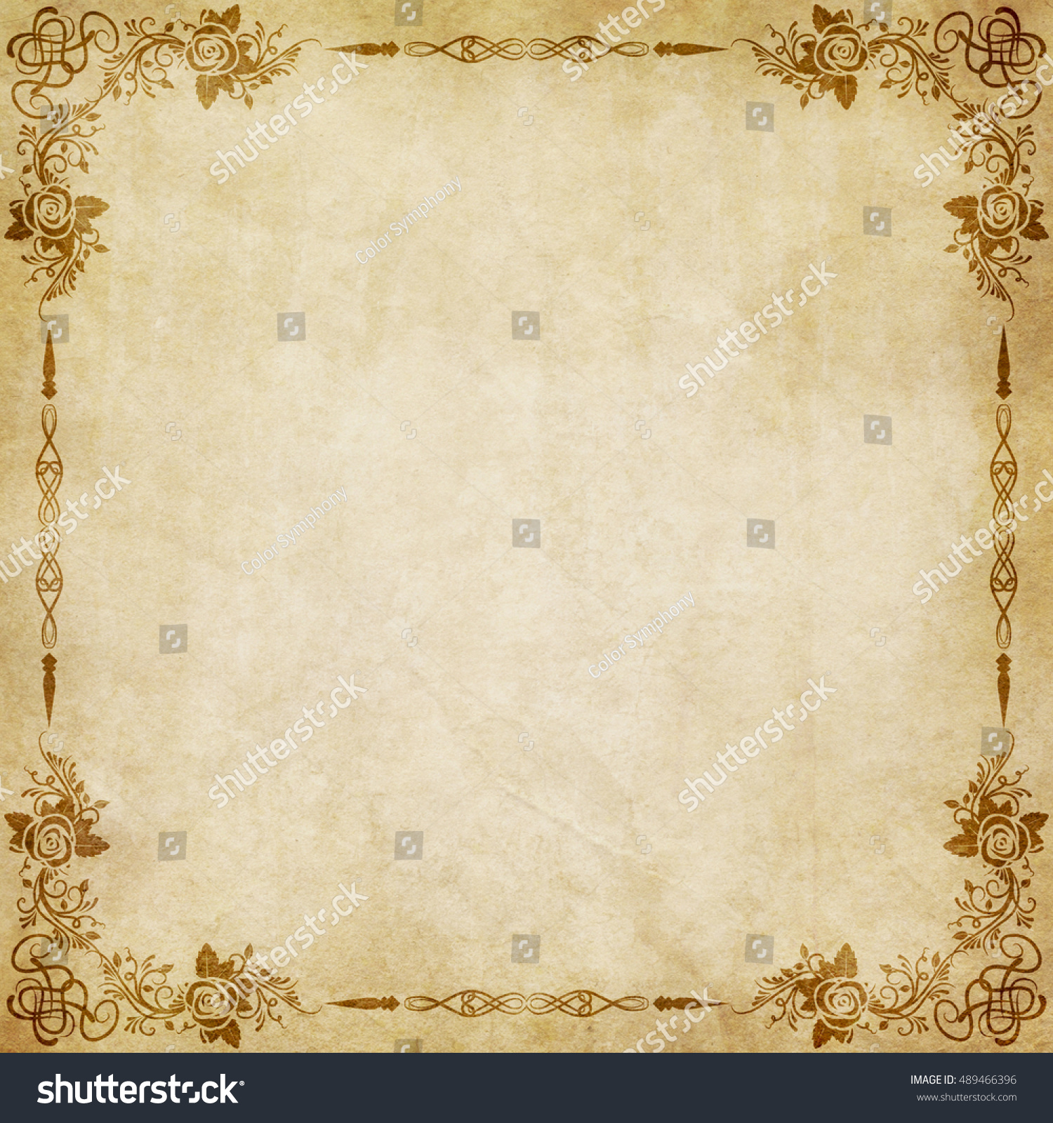 Old Paper Floral Frame Stock Illustration 489466396 | Shutterstock