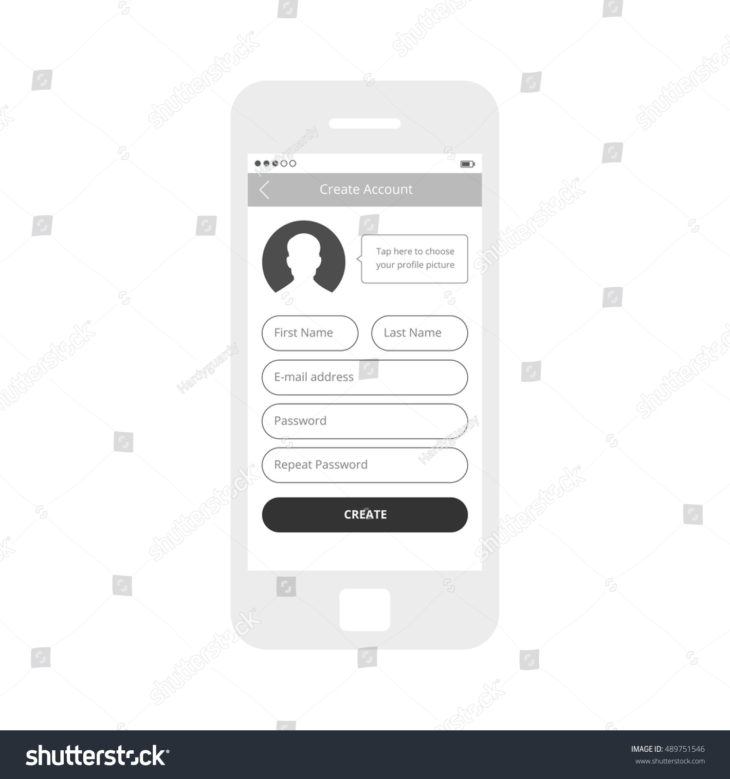 Mobile App Single Screen Ui Kit Stock Vector (Royalty Free) 489751546 ...