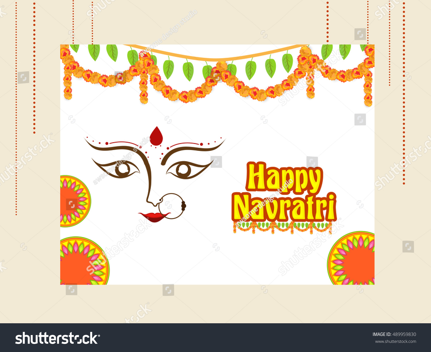 Vector Banner Poster Navratri Celebration Backgroundgrand Stock Vector ...