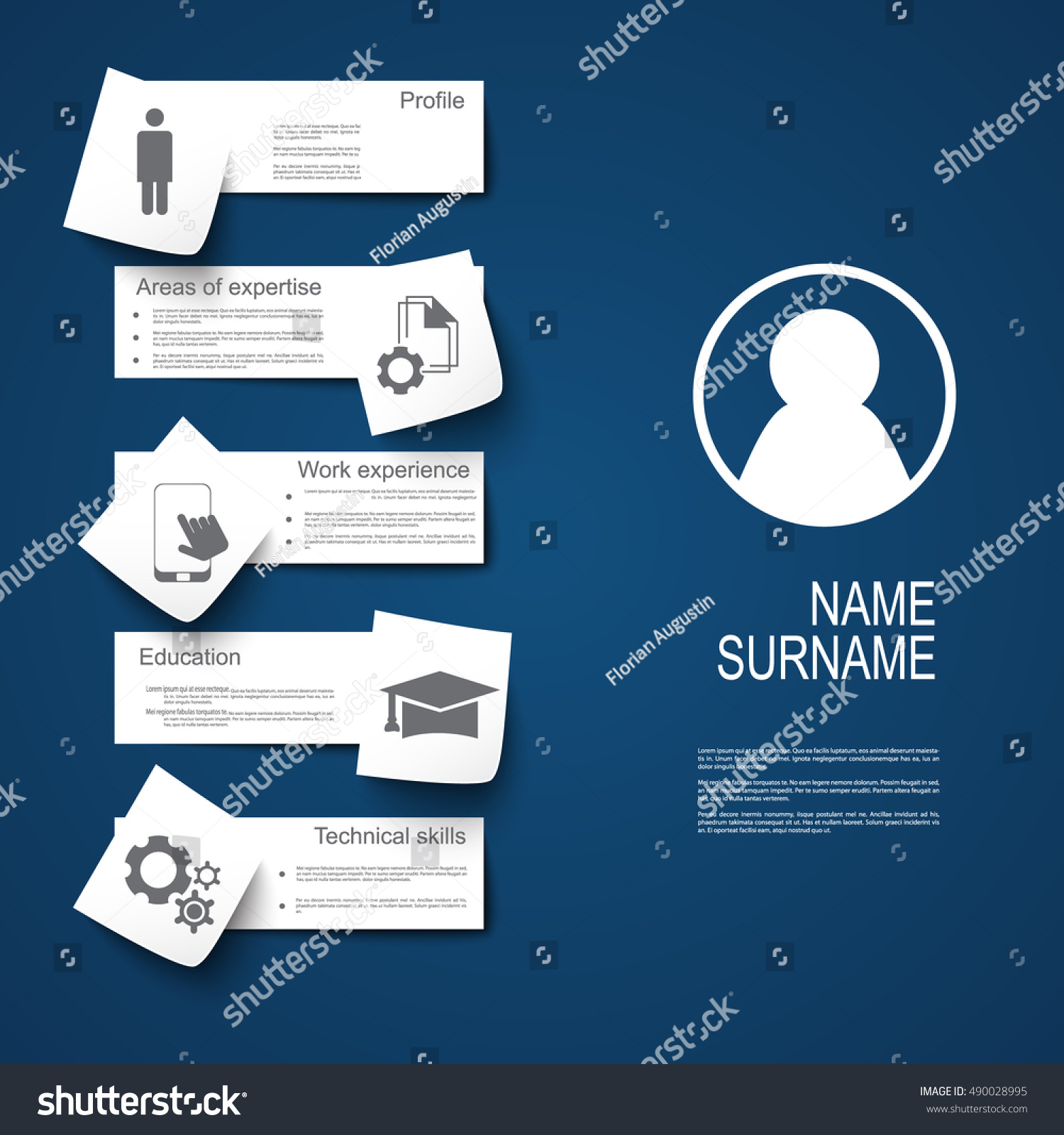 Resume Cv Template Design Stickers Stock Vector (Royalty Free ...