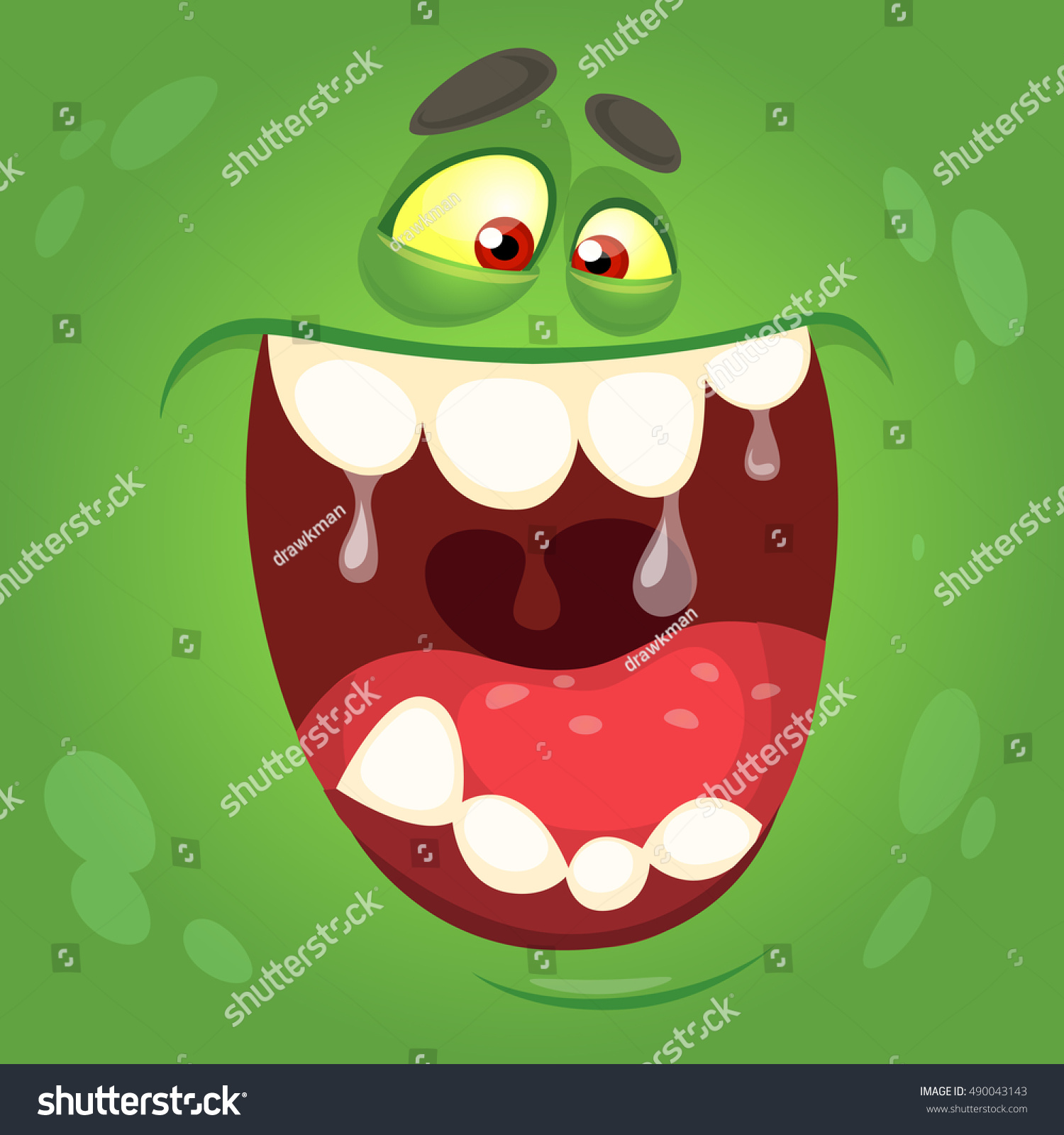 Cartoon Monster Face Vector Halloween Green Stock Vector (royalty Free 