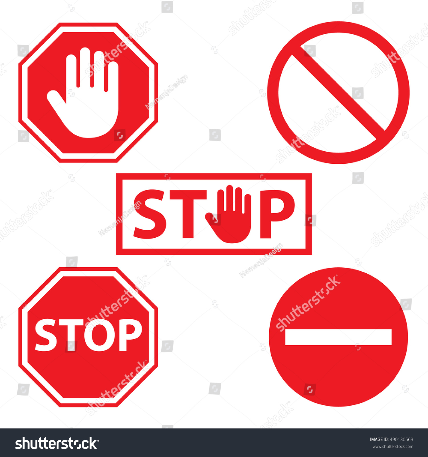 Stop Icon Set Stock Vector (Royalty Free) 490130563 | Shutterstock