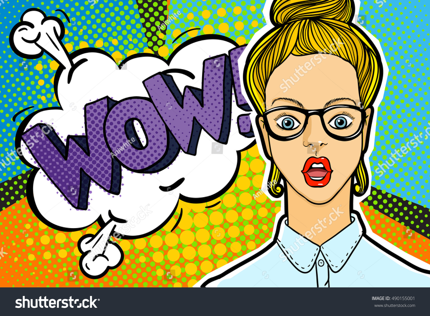 Surprised Shocked Woman Open Mouth Pop Stock Vector (Royalty Free ...