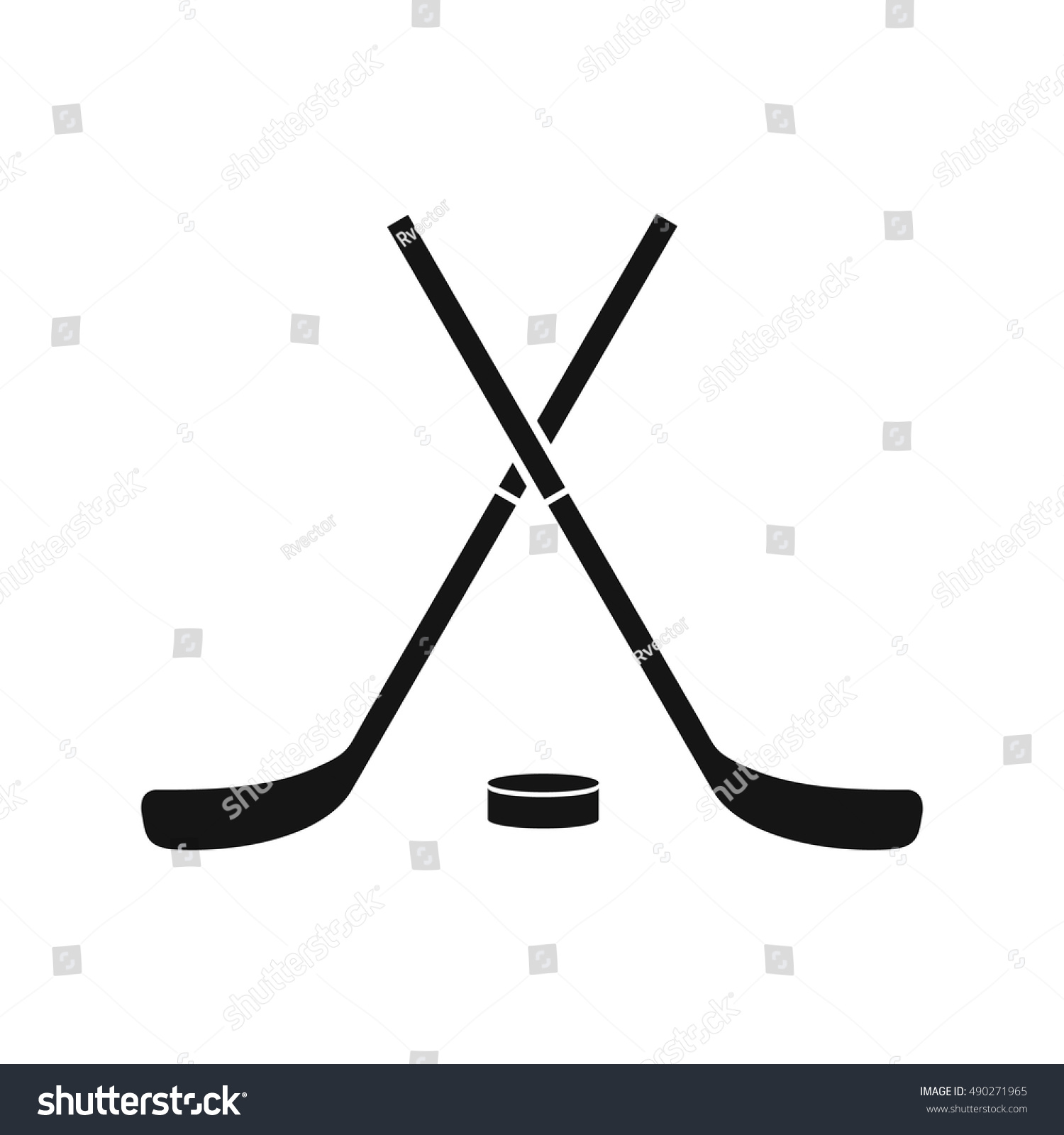 Crossed Hockey Sticks Puck Icon Simple Stock Vector (Royalty Free ...