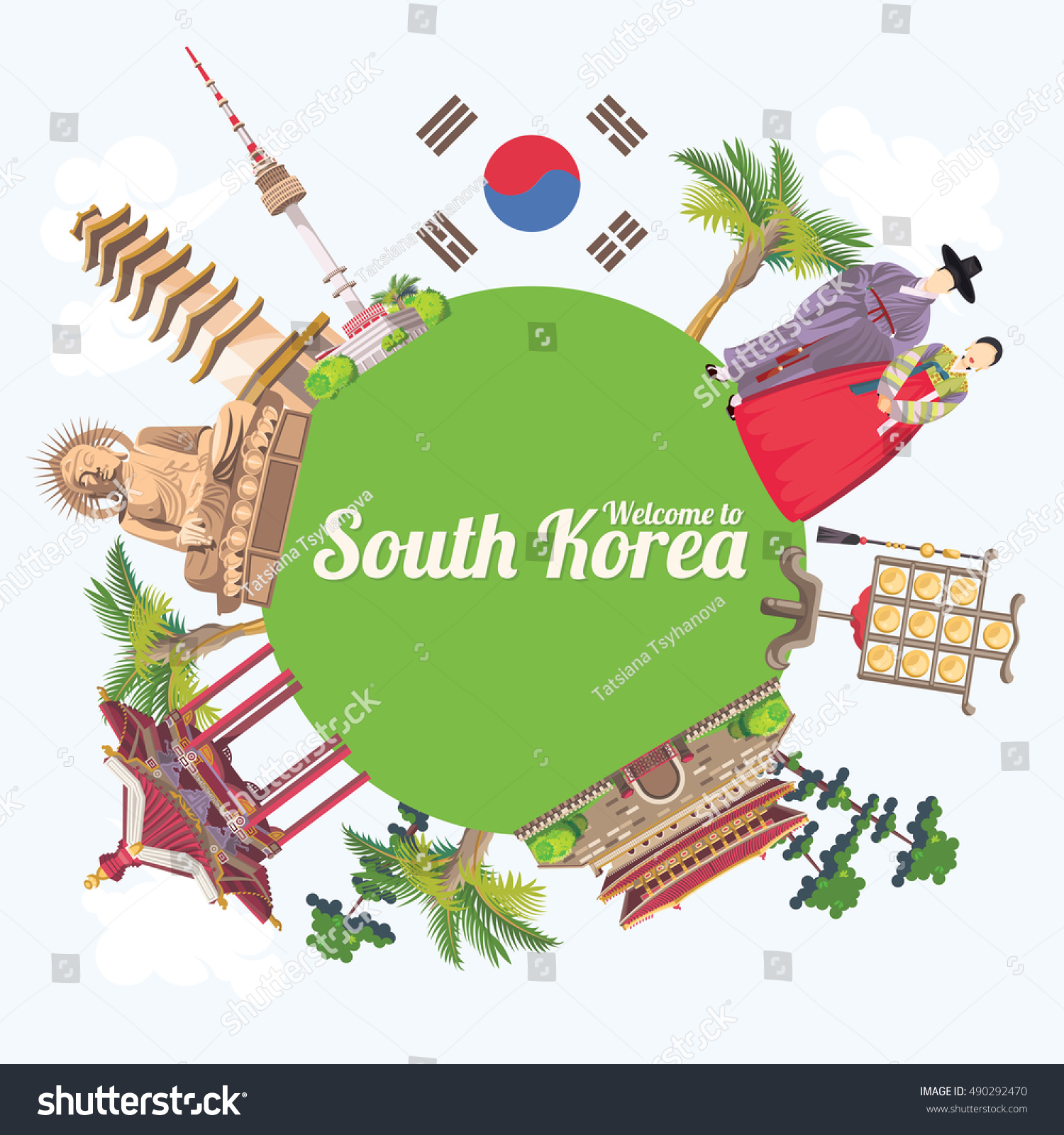 welcome-south-korea-south-korea-travel-stock-vector-royalty-free