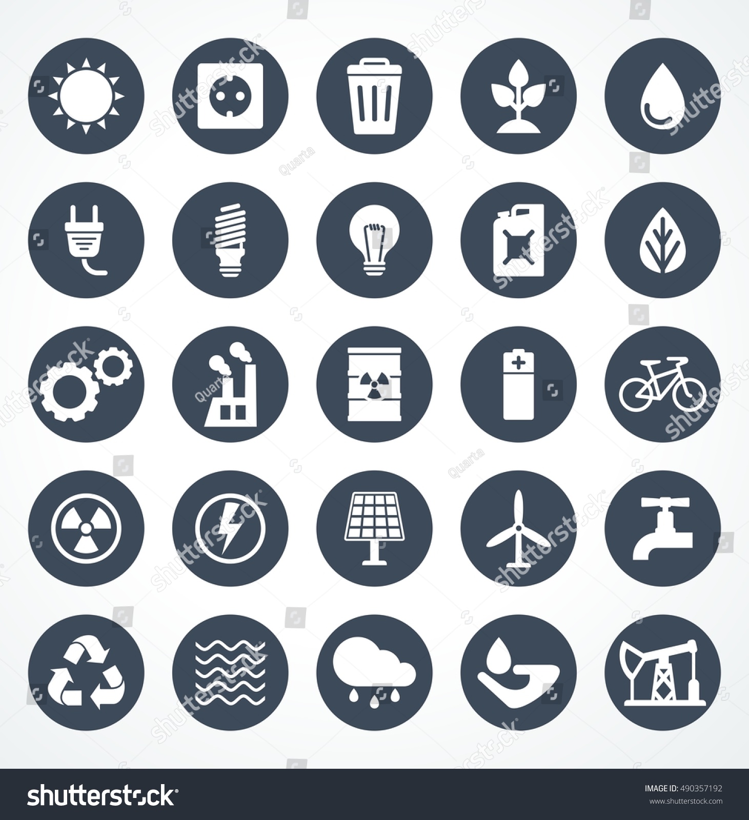 Energy Icon Set Flat Cartoon Power Stock Vector (Royalty Free ...