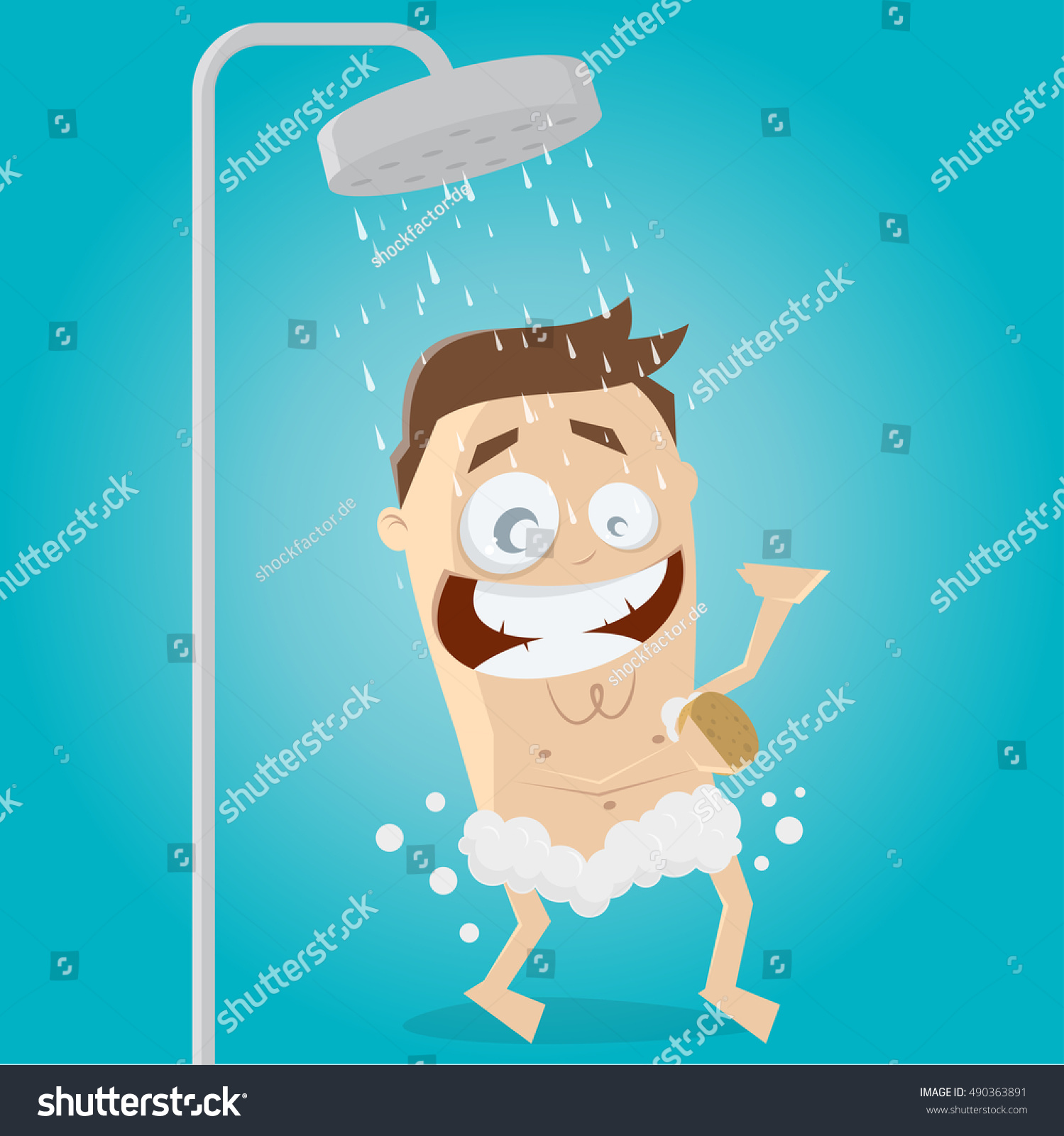 Happy Man Taking Shower Stock Vector Royalty Free 490363891 Shutterstock