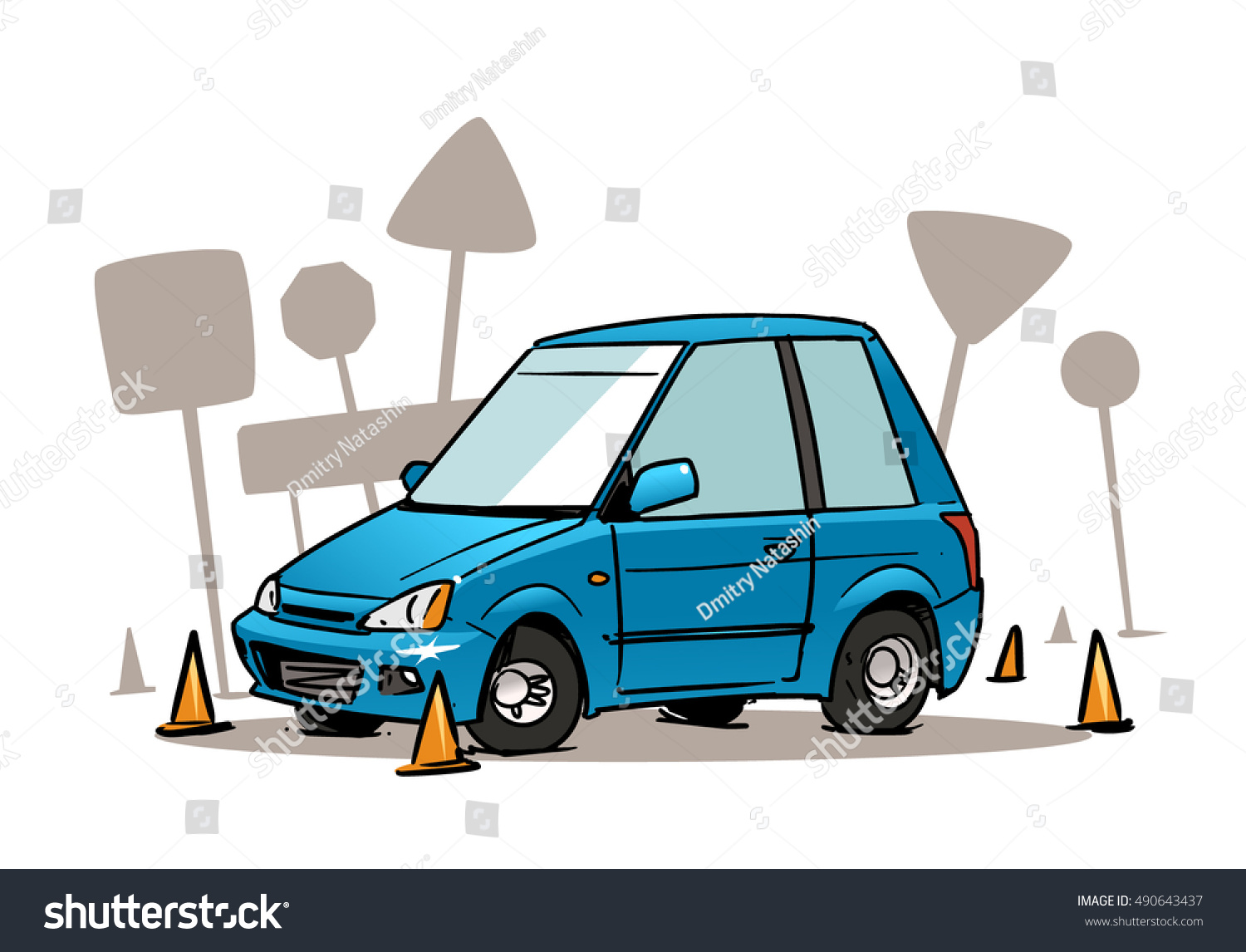 Driving School Test Cartoon Illustration Stock Vector (Royalty Free ...