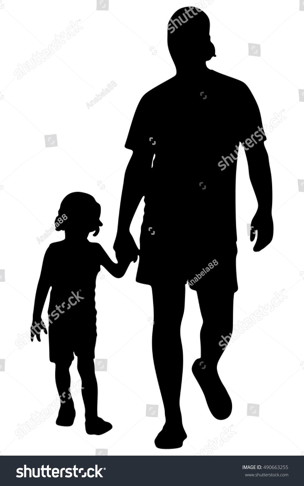 Father Son Holding Hands Walking Together Stock Vector (Royalty Free ...