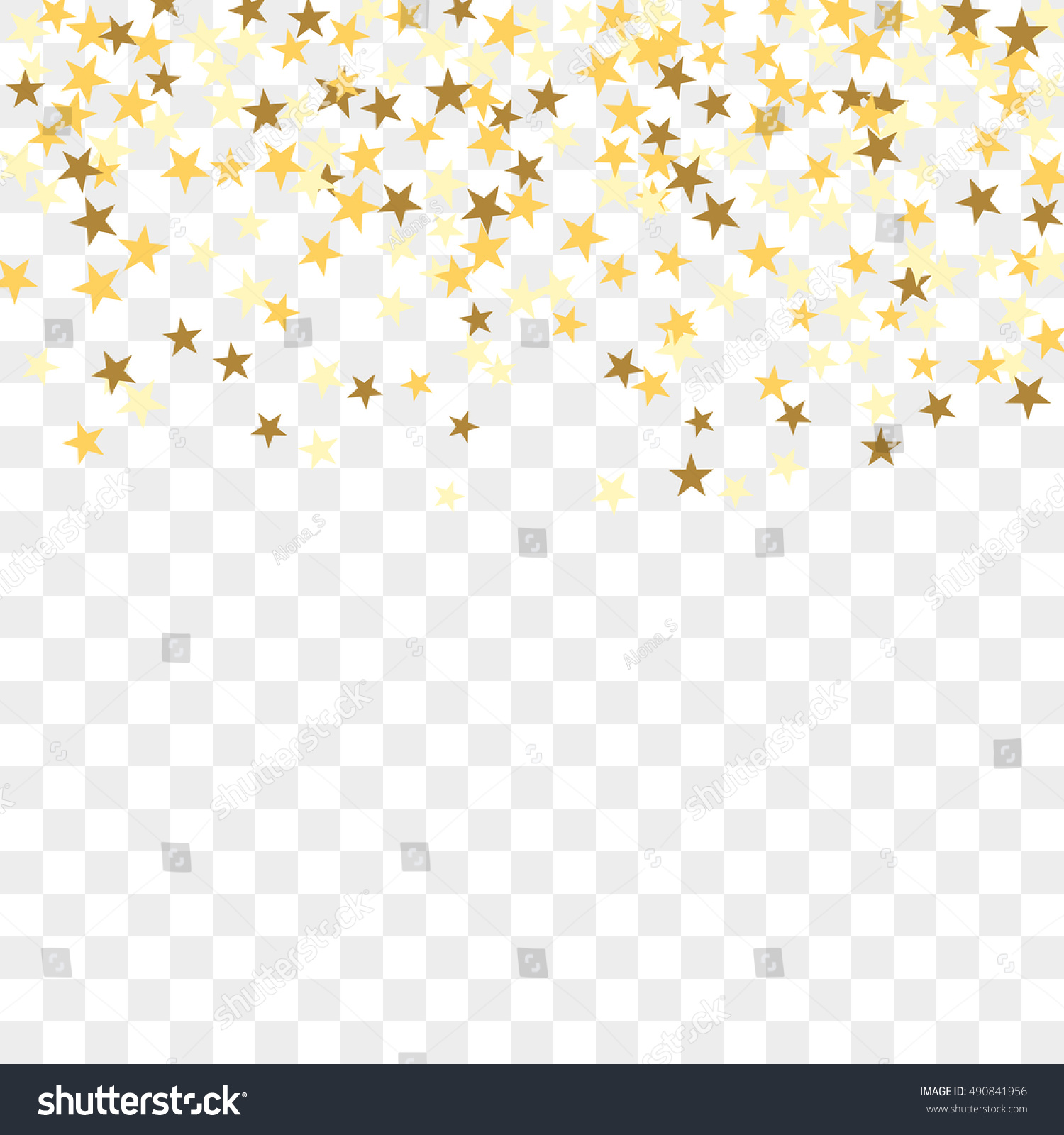 Золотое конфетти звездочки на прозрачном фоне