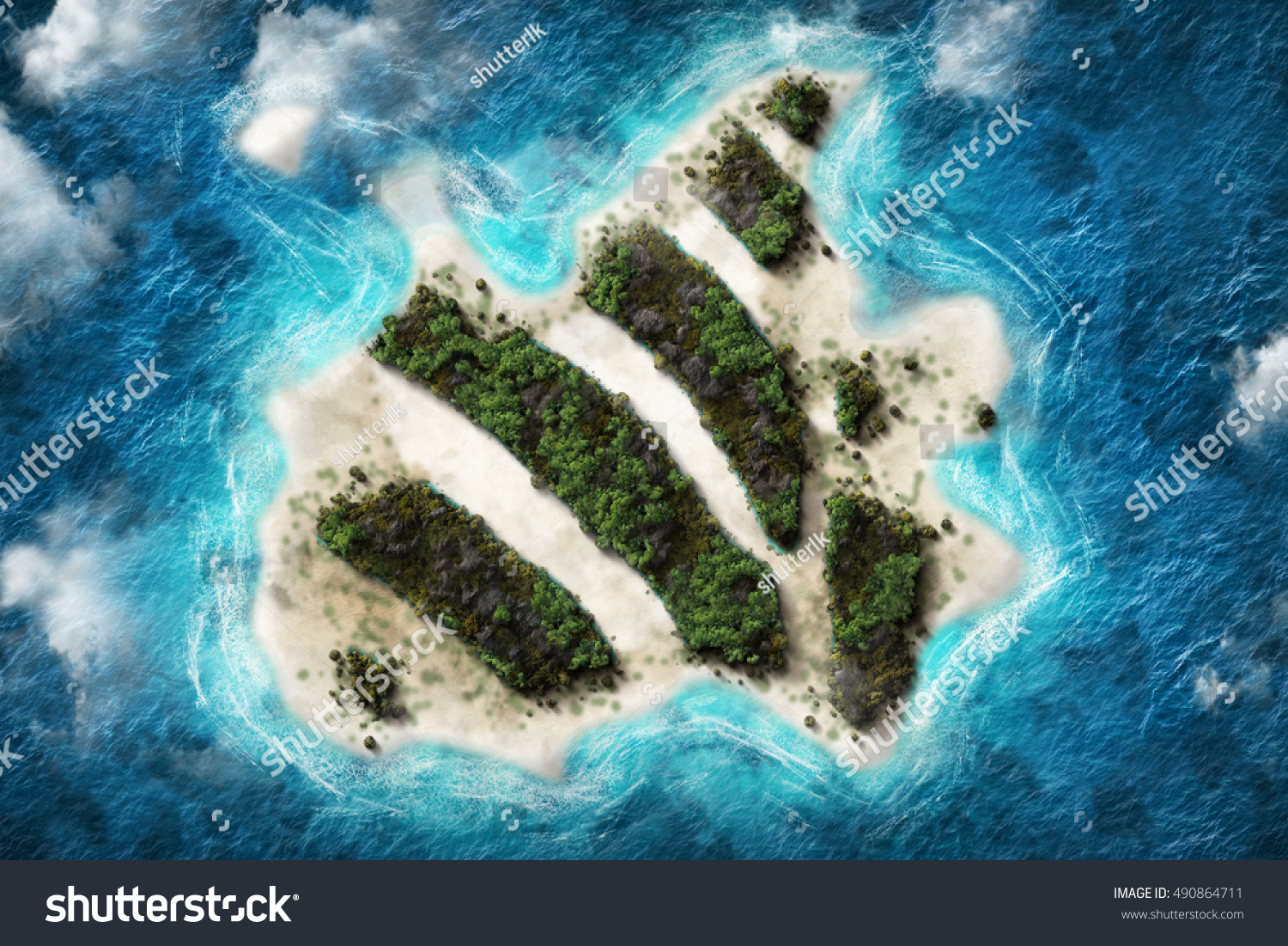 Remote Island Graphic Arial View Stock Illustration 490864711 ...