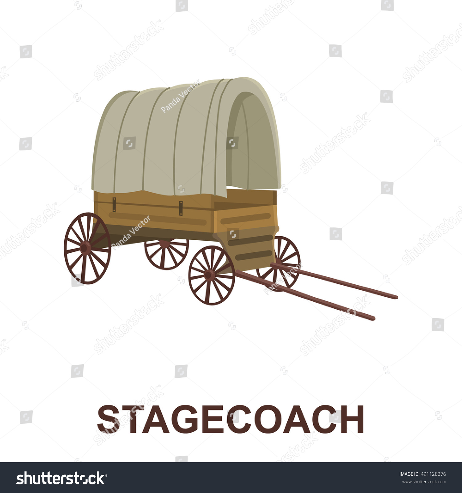 Cowboy Wagon Icon Cartoon Singe Western Stock Vector (Royalty Free ...