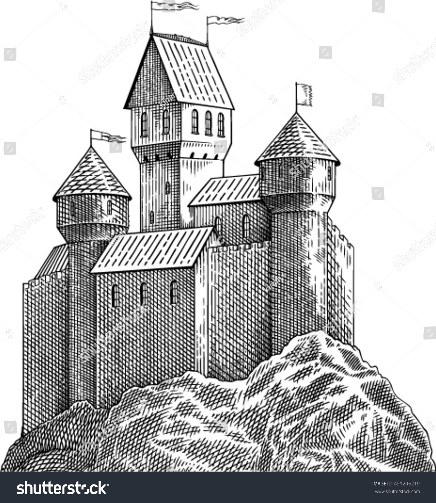 Крепость из камня рисунок
