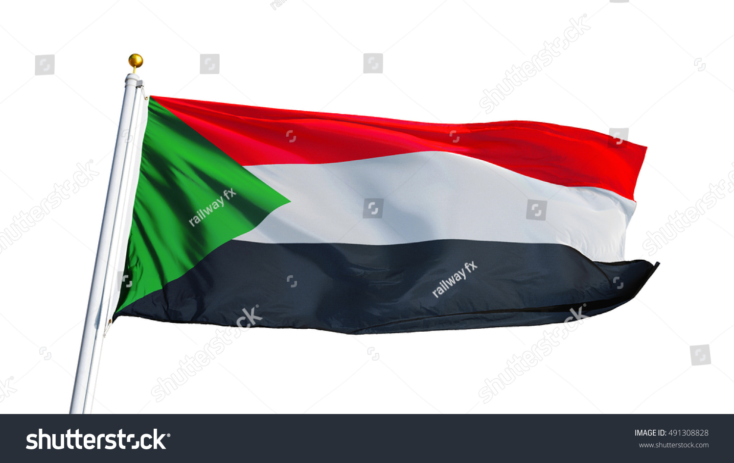 Sudan Flag Waving On White Background Stock Photo 491308828 | Shutterstock