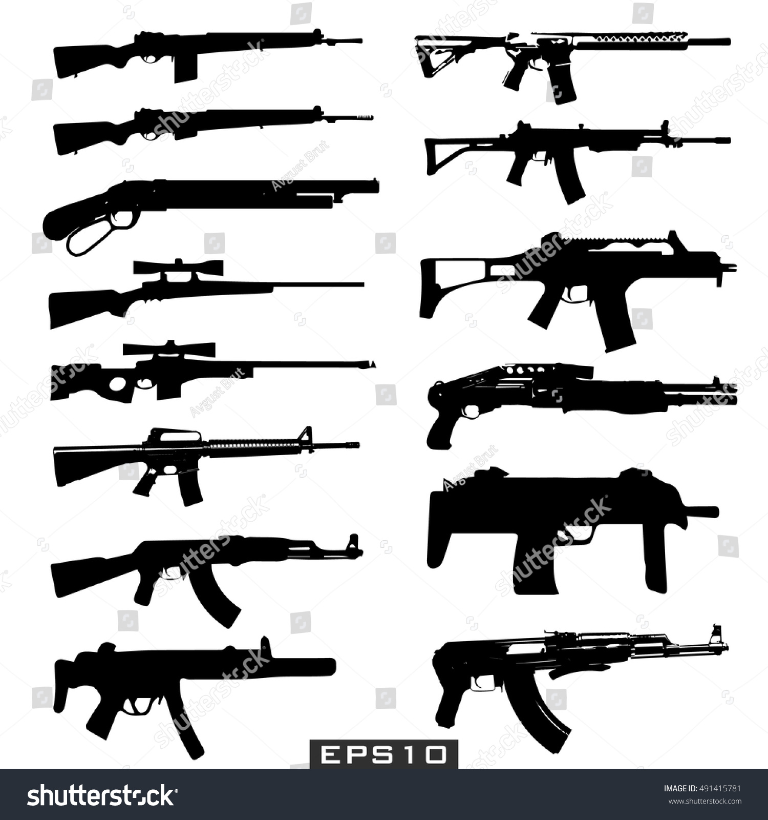 Set Illustration Weapons Stock Vector (Royalty Free) 491415781 ...