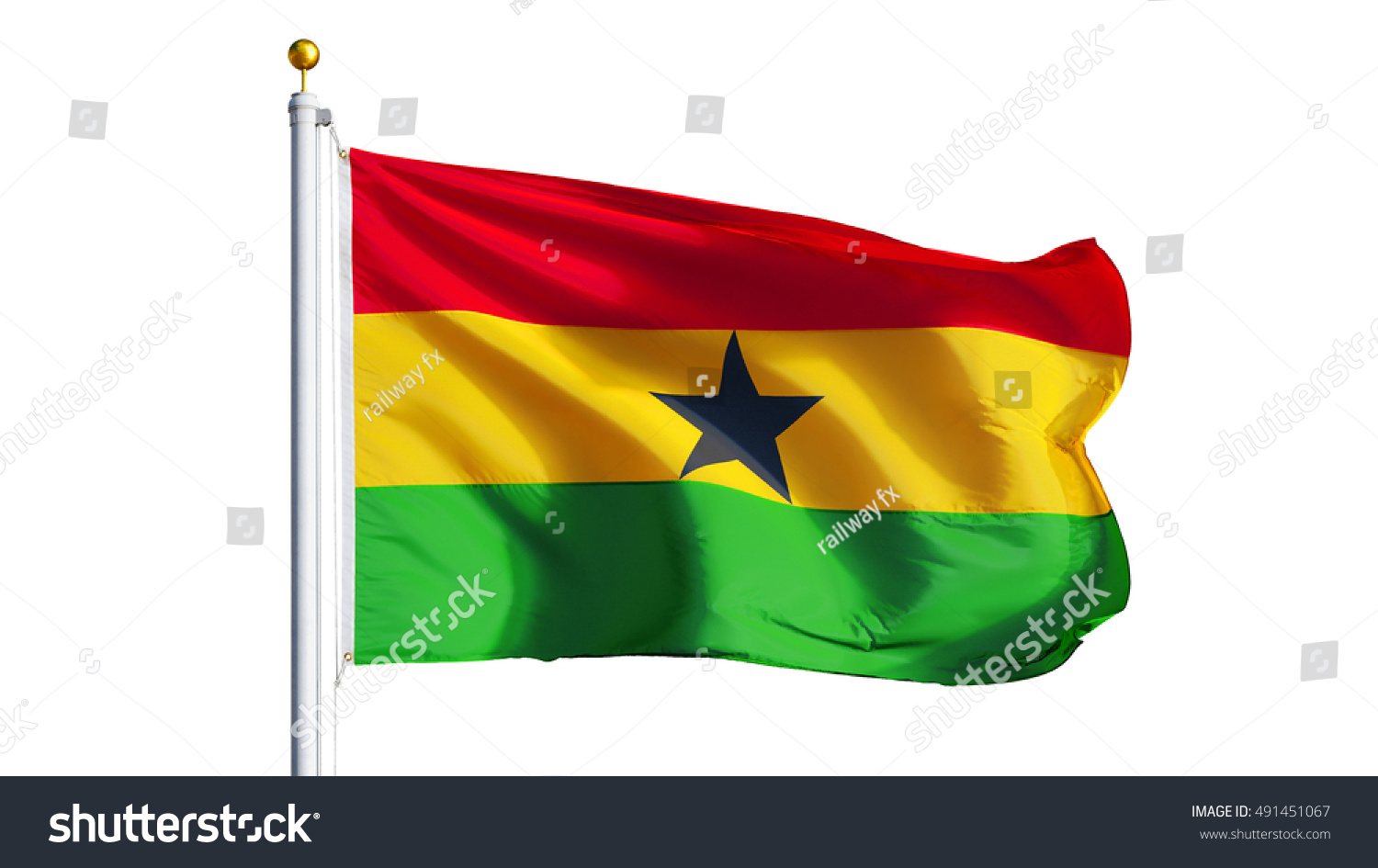 Ghana Flag Waving On White Background Stock Photo 491451067 | Shutterstock