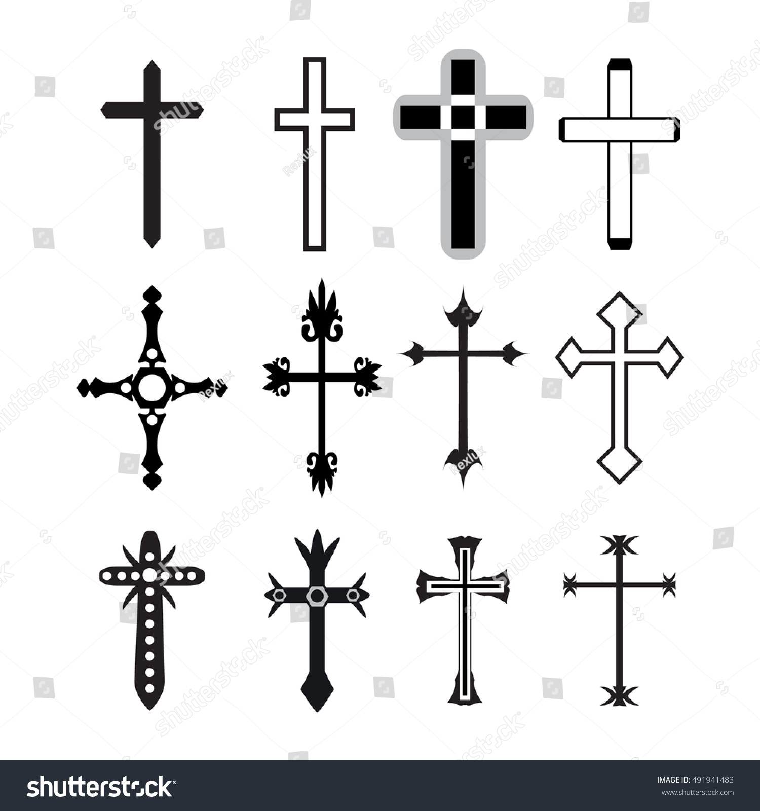 Vector Christian Cross Icons Vector Line Stock Vector (Royalty Free ...