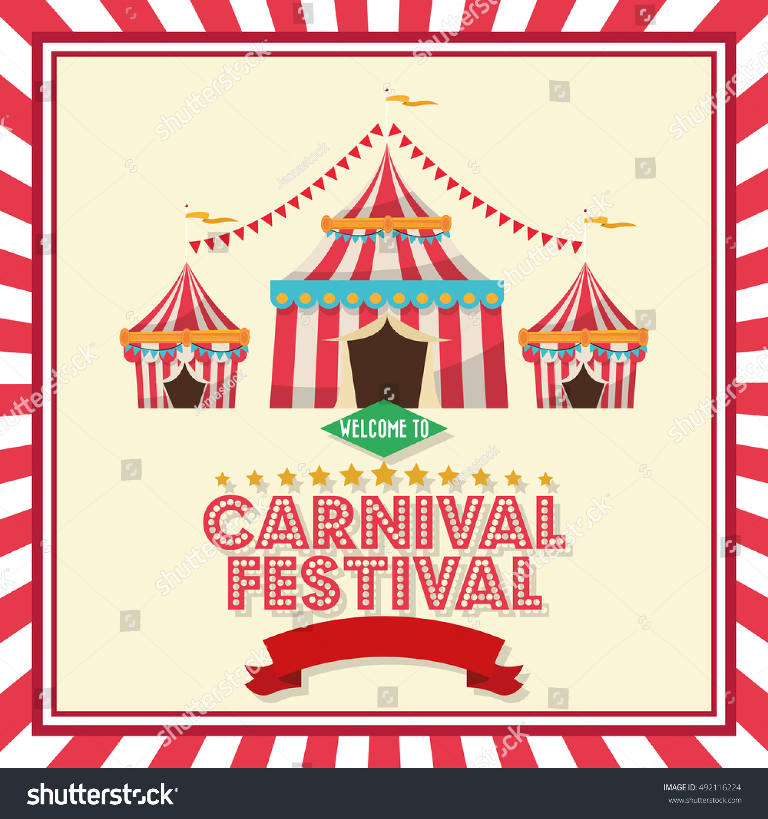 Striped Tent Carnival Design Stock Vector (Royalty Free) 492116224 ...