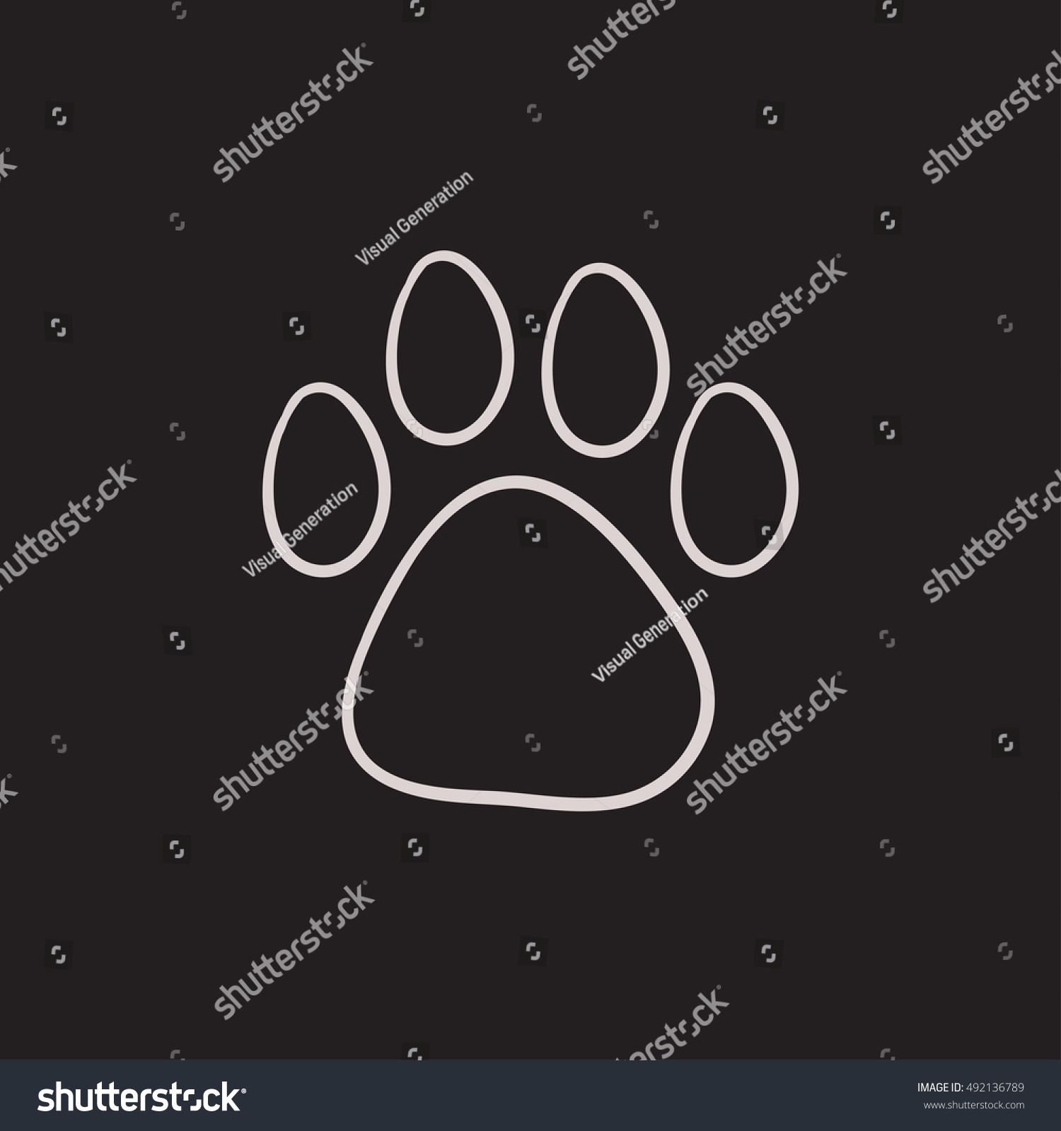 Paw Print Vector Sketch Icon Isolated Stock Vector (Royalty Free ...