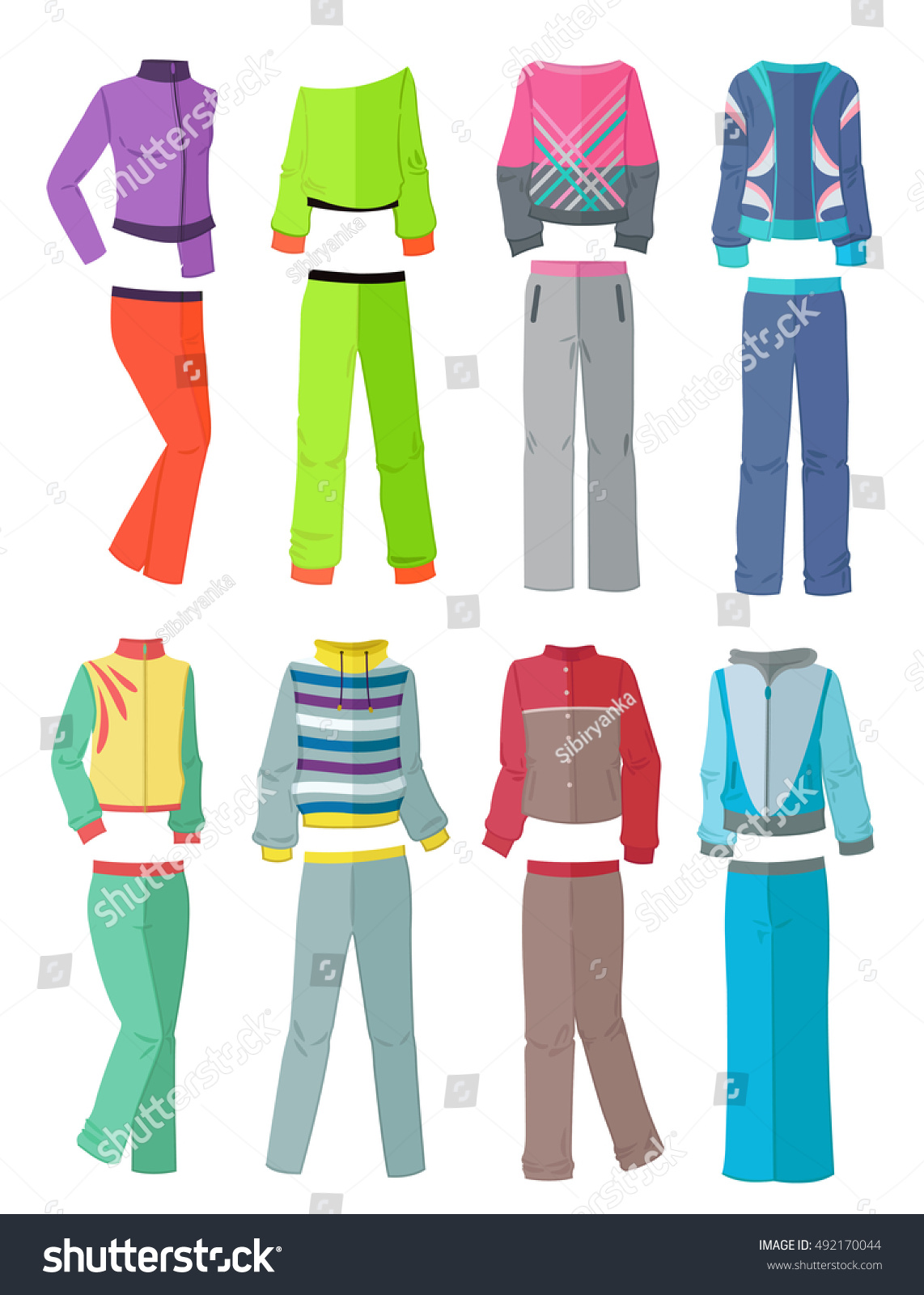 Womens Tracksuits Flat Design Isolated White Stock Vector (Royalty Free ...